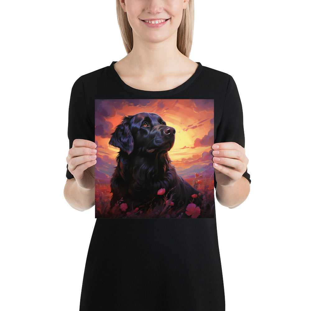 Black Labrador Retriever Art Print - Crimson Dusk