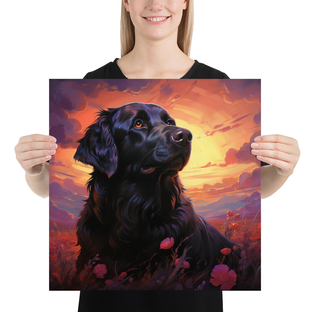 Black Labrador Retriever Art Print - Crimson Dusk