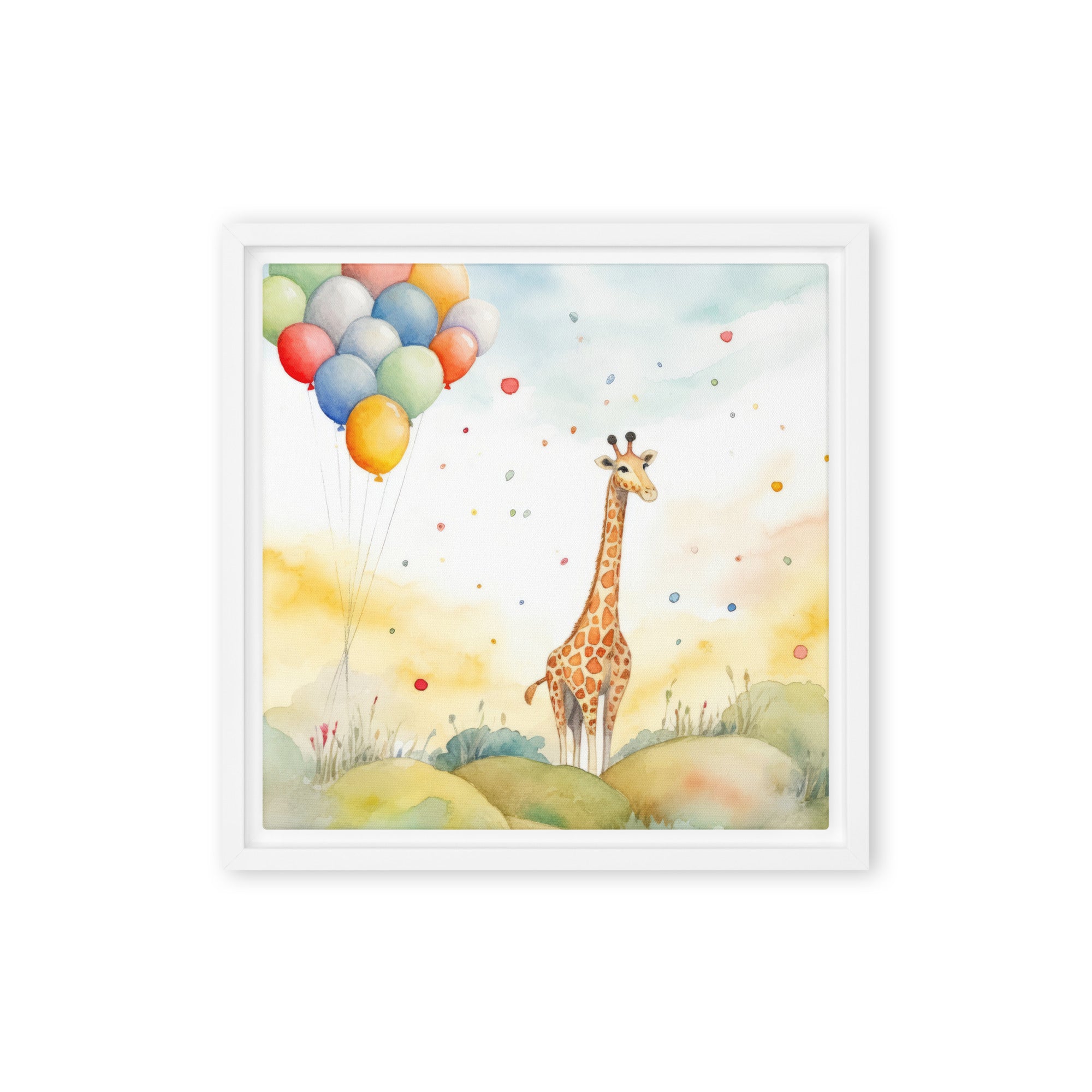 Giraffe Watercolor Framed Canvas