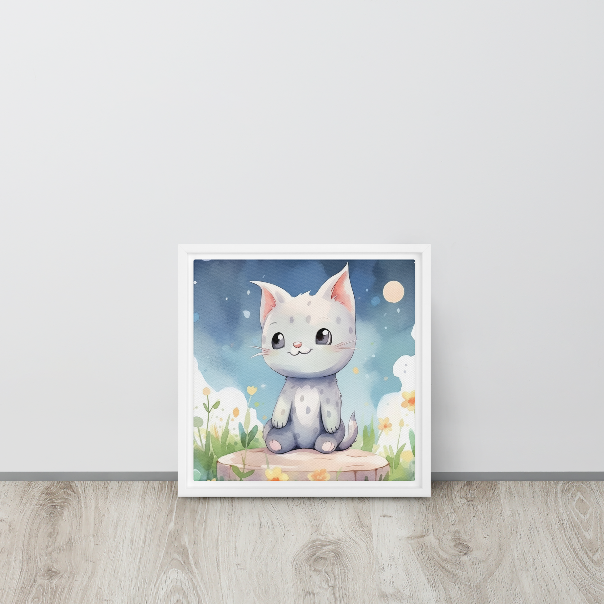 Cat Nursery Art Framed Canvas