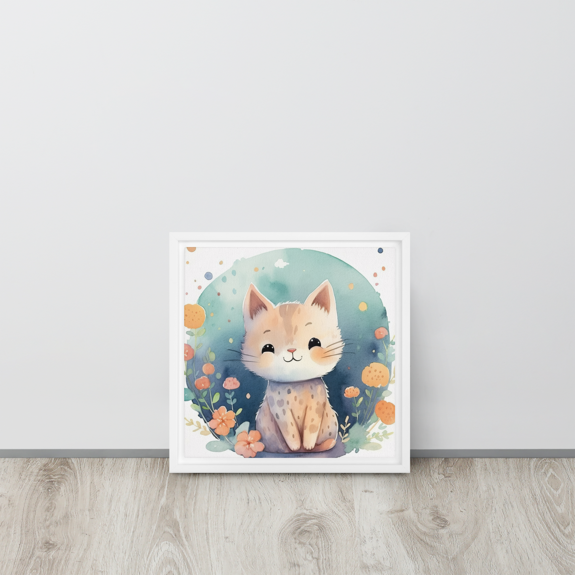 Cat Nursery Art Framed Canvas