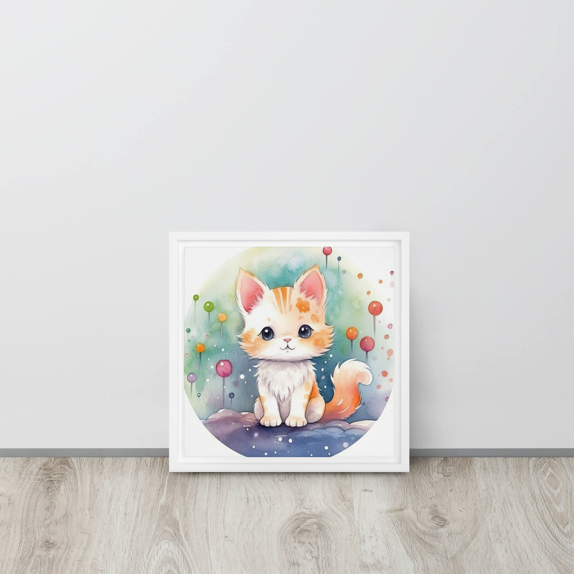 Cat Nursery Art Framed Canvas