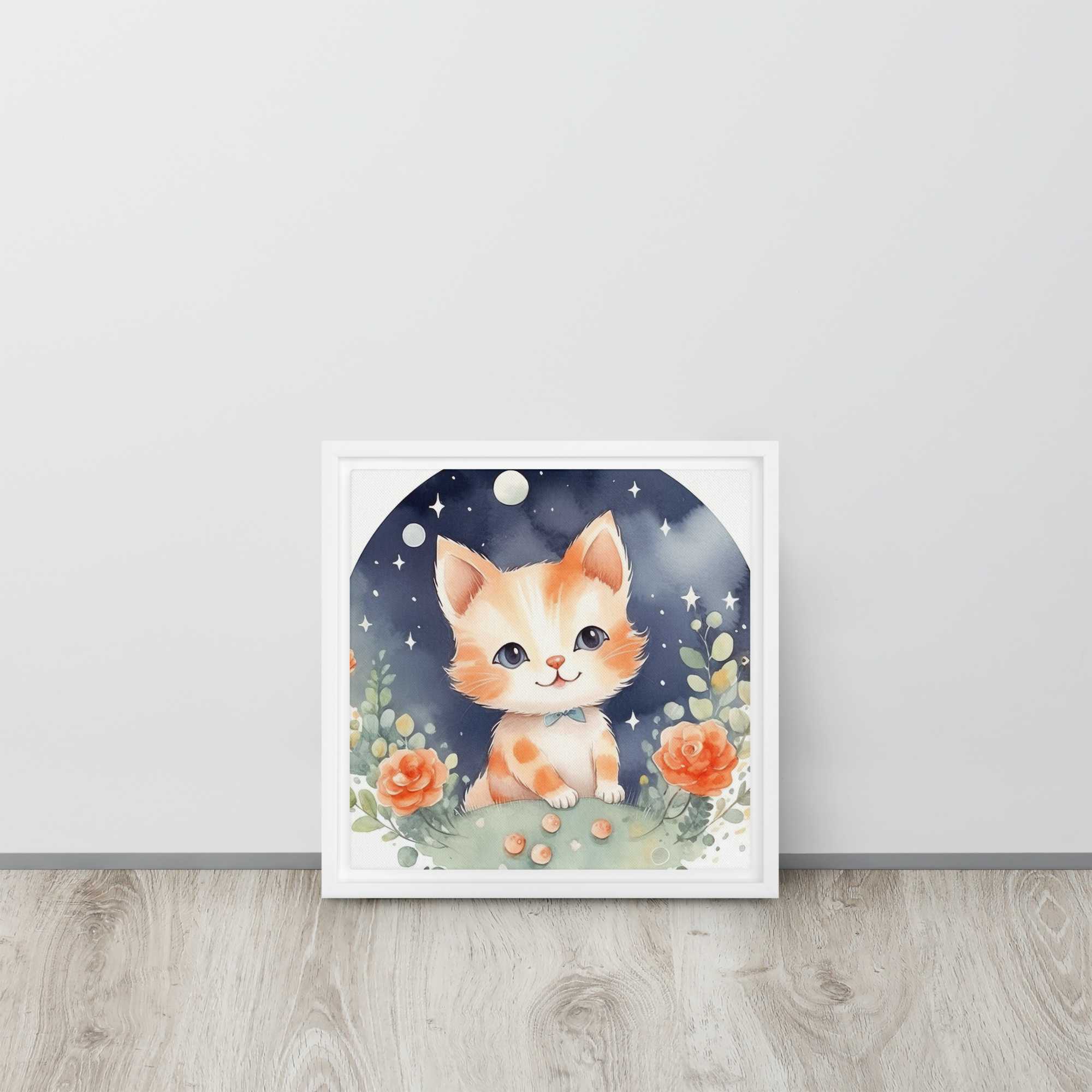 Cat Nursery Art Framed Canvas