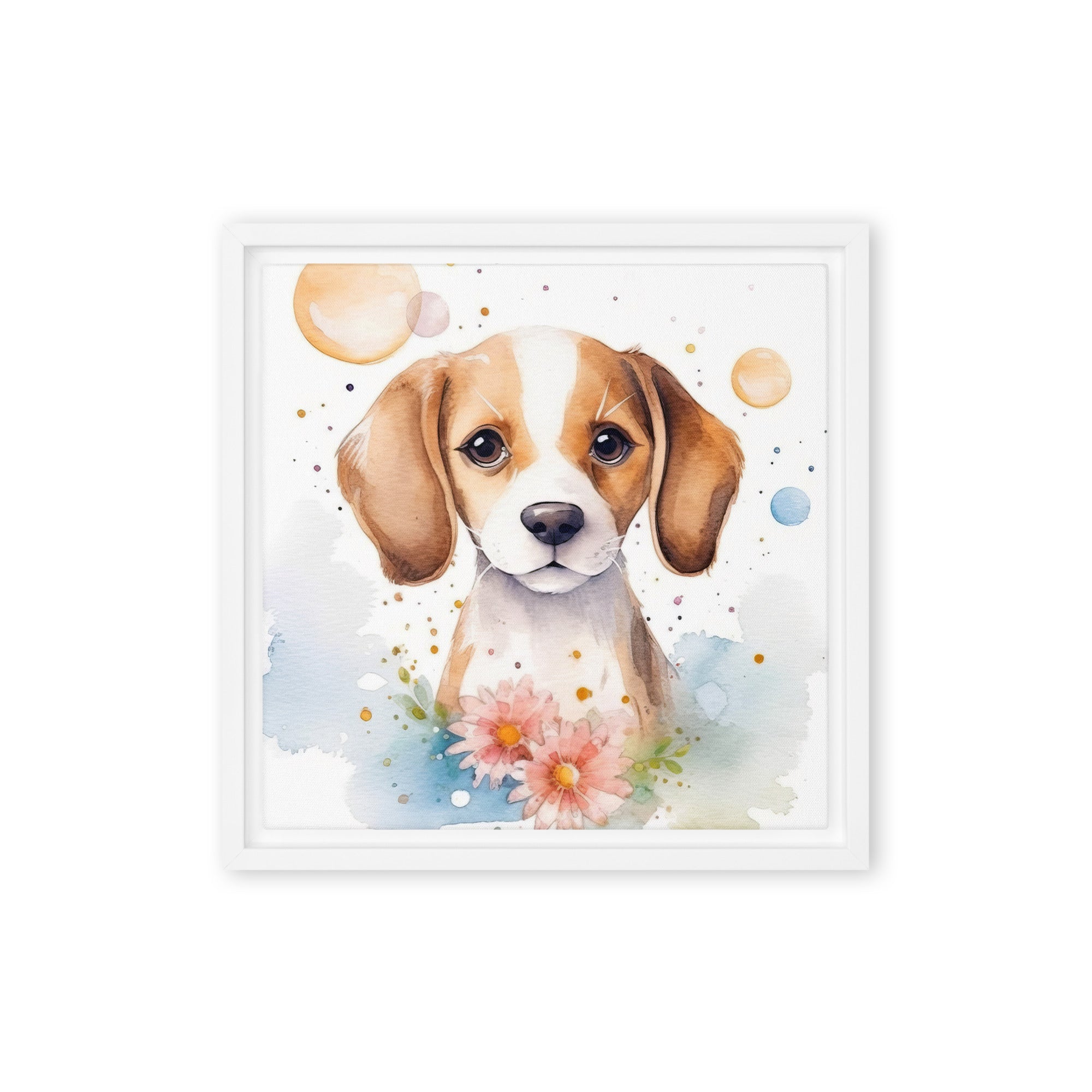 Beagle Dog Art Framed Canvas