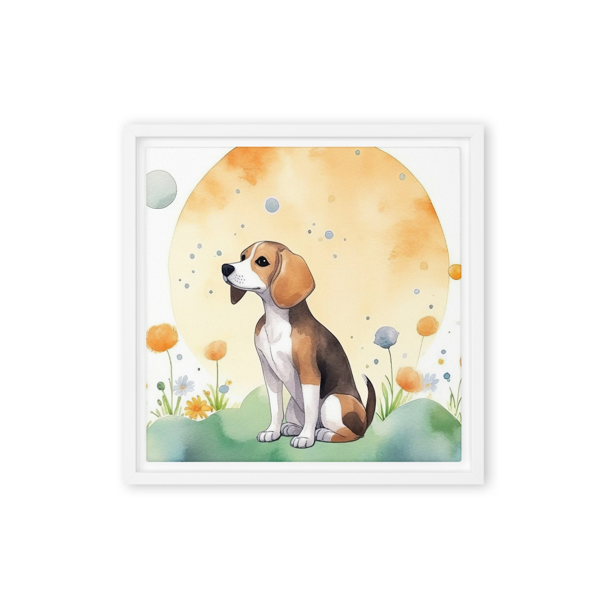 Beagle Dog Art Framed Canvas