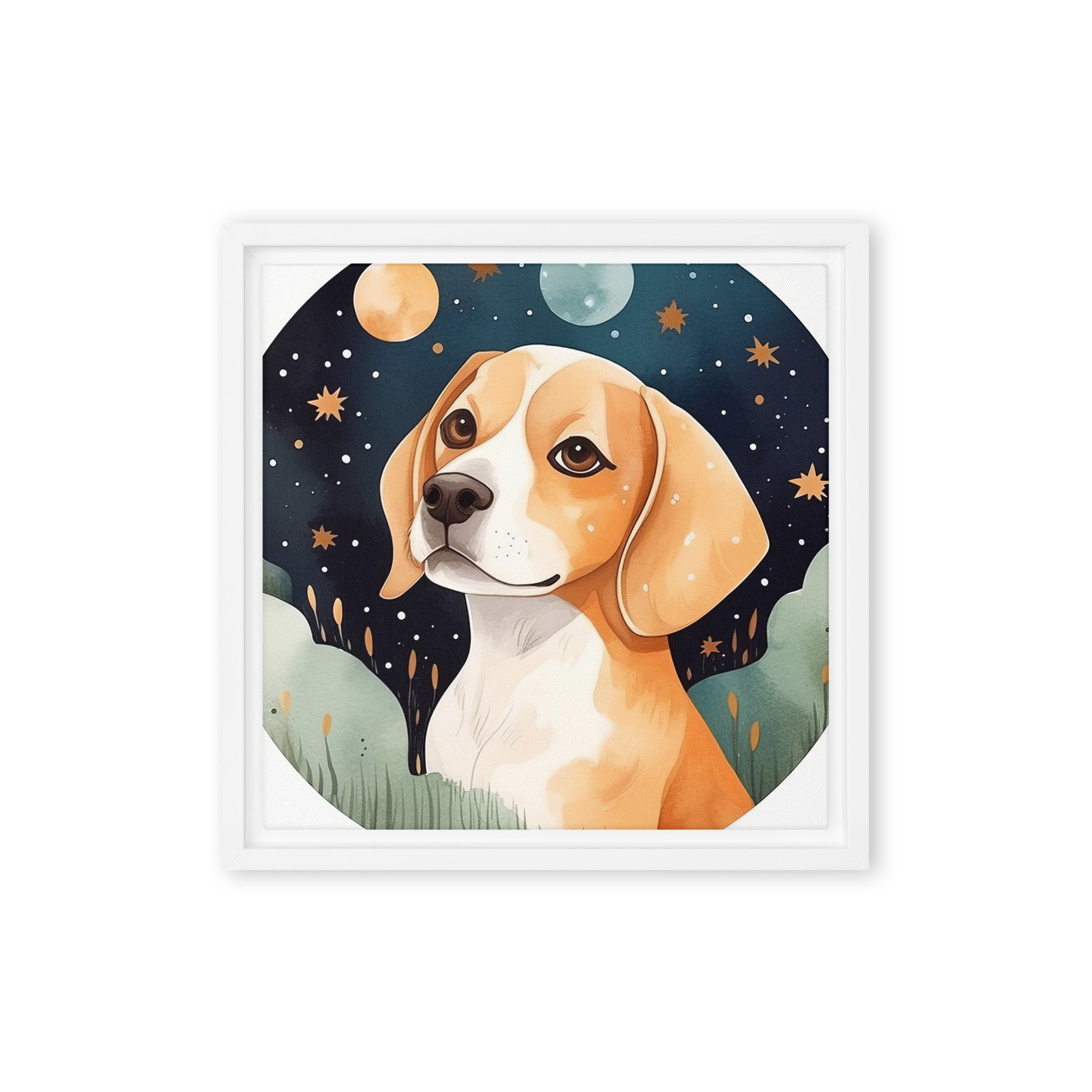 Beagle Dog Art Framed Canvas