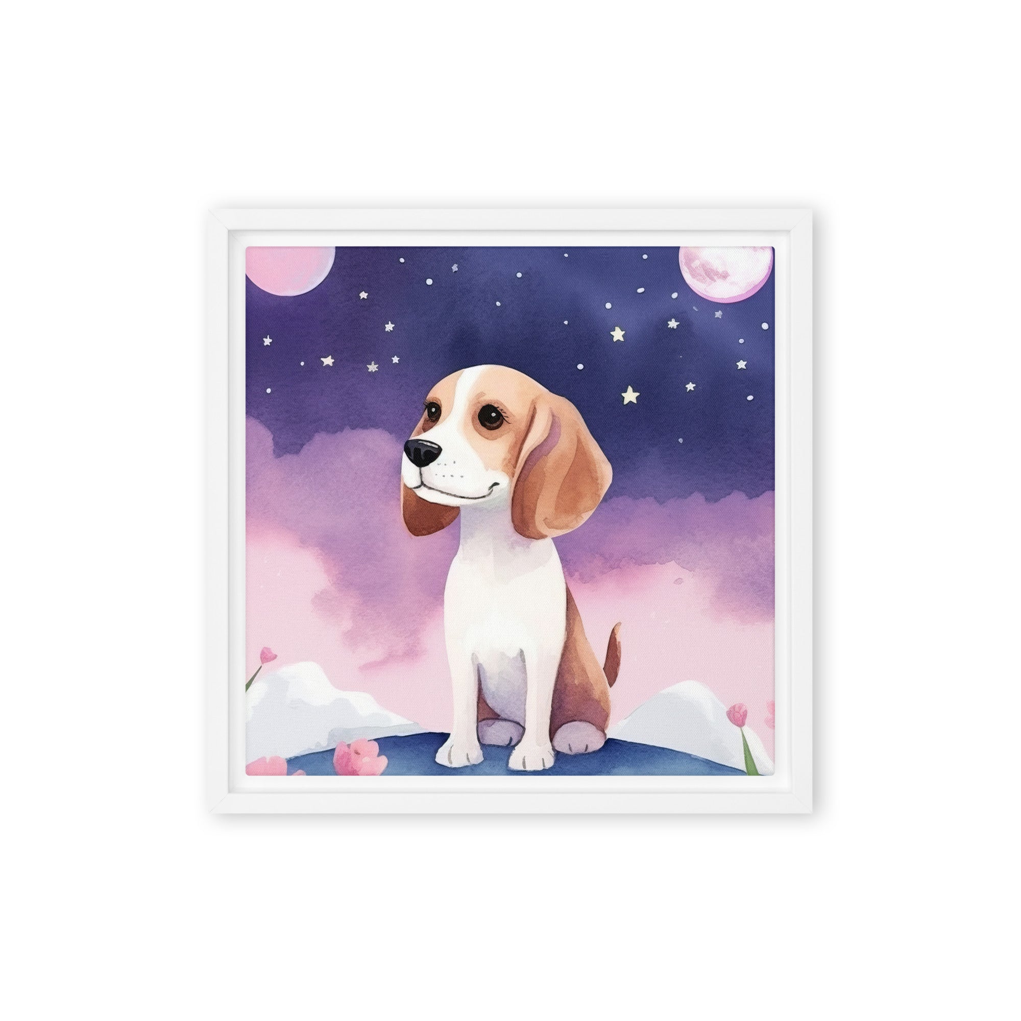 Beagle Dog Art Framed Canvas