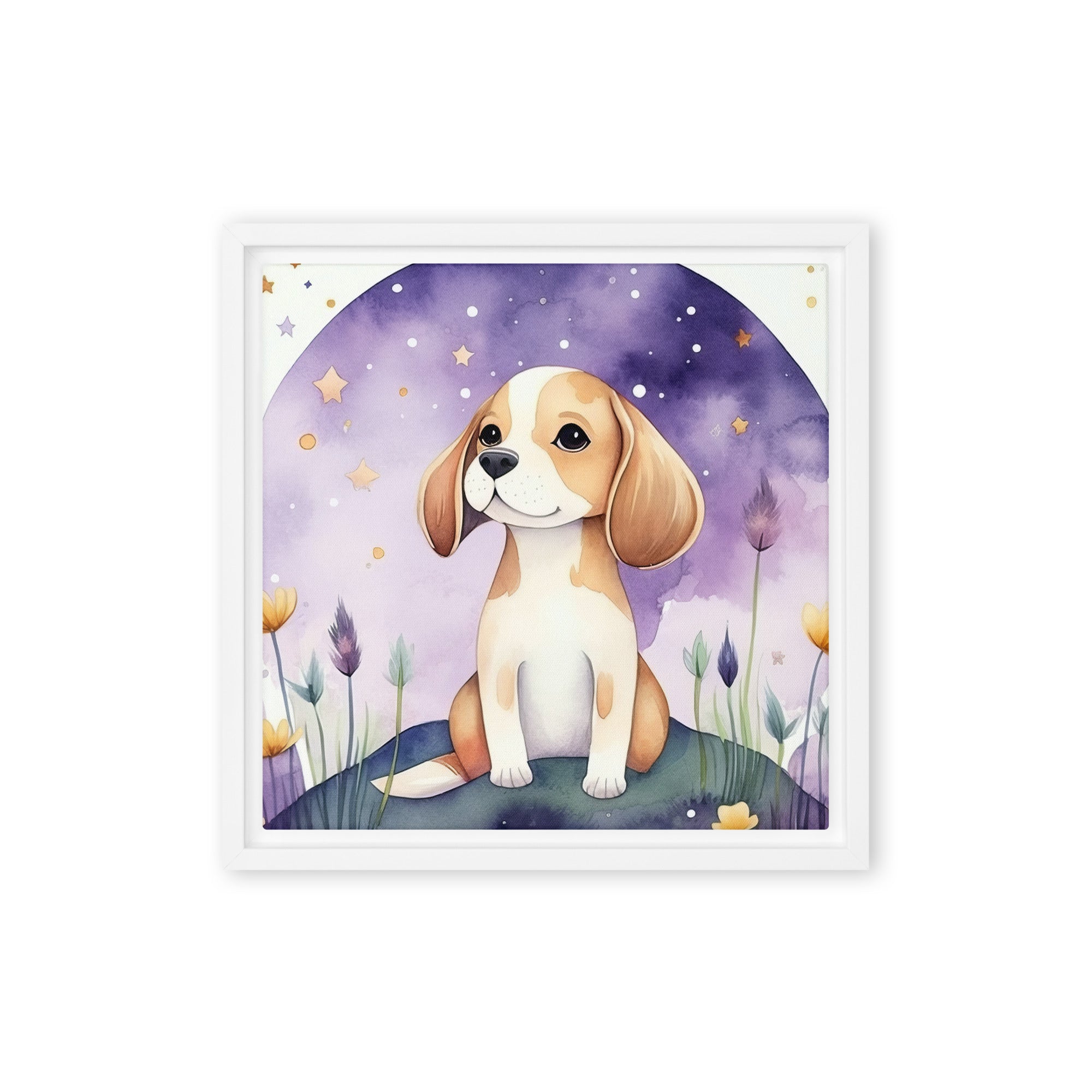 Beagle Dog Art Framed Canvas