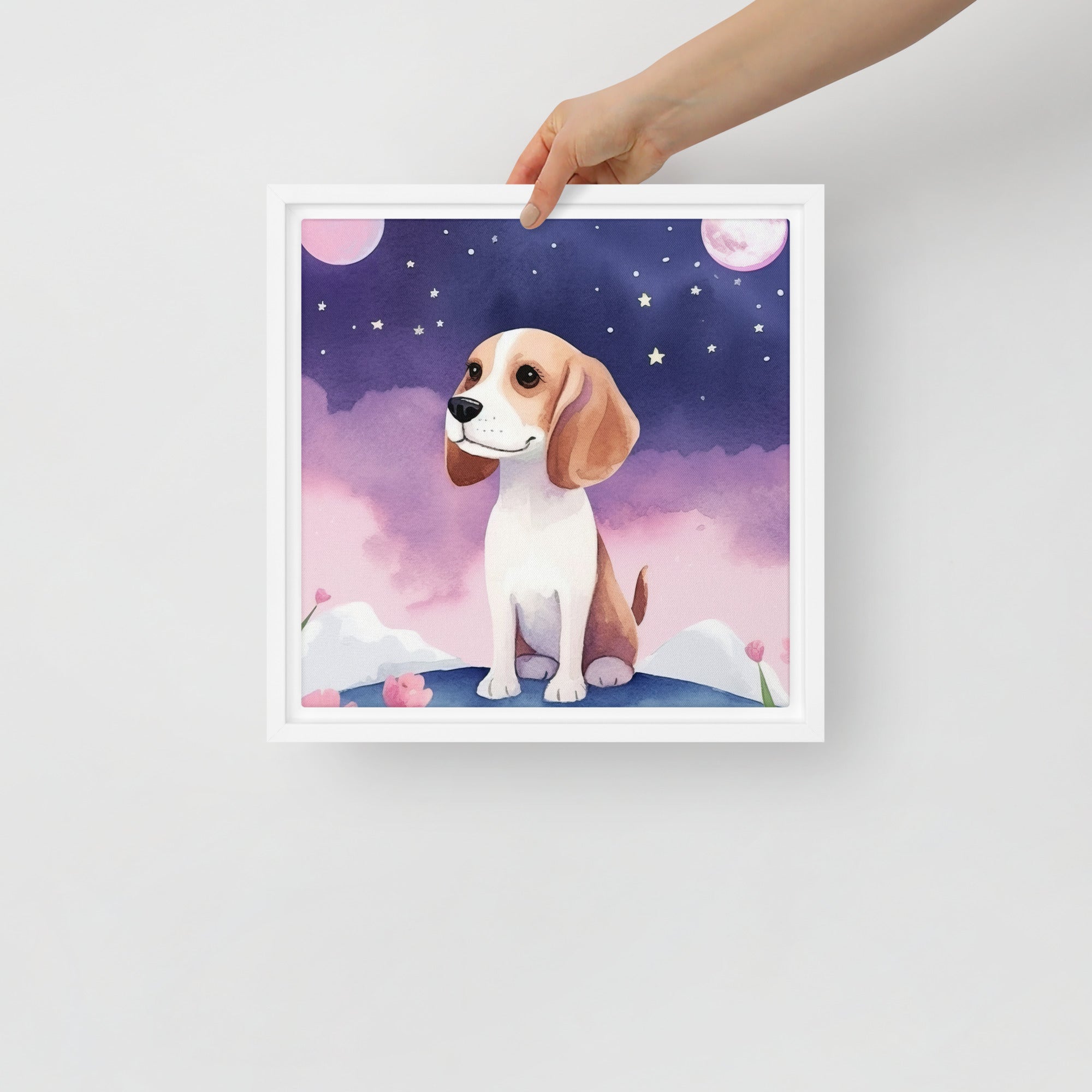 Beagle Dog Art Framed Canvas