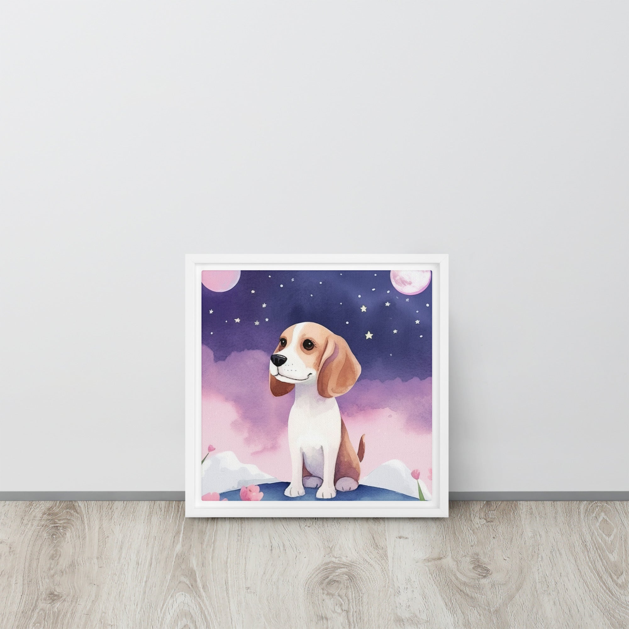 Beagle Dog Art Framed Canvas