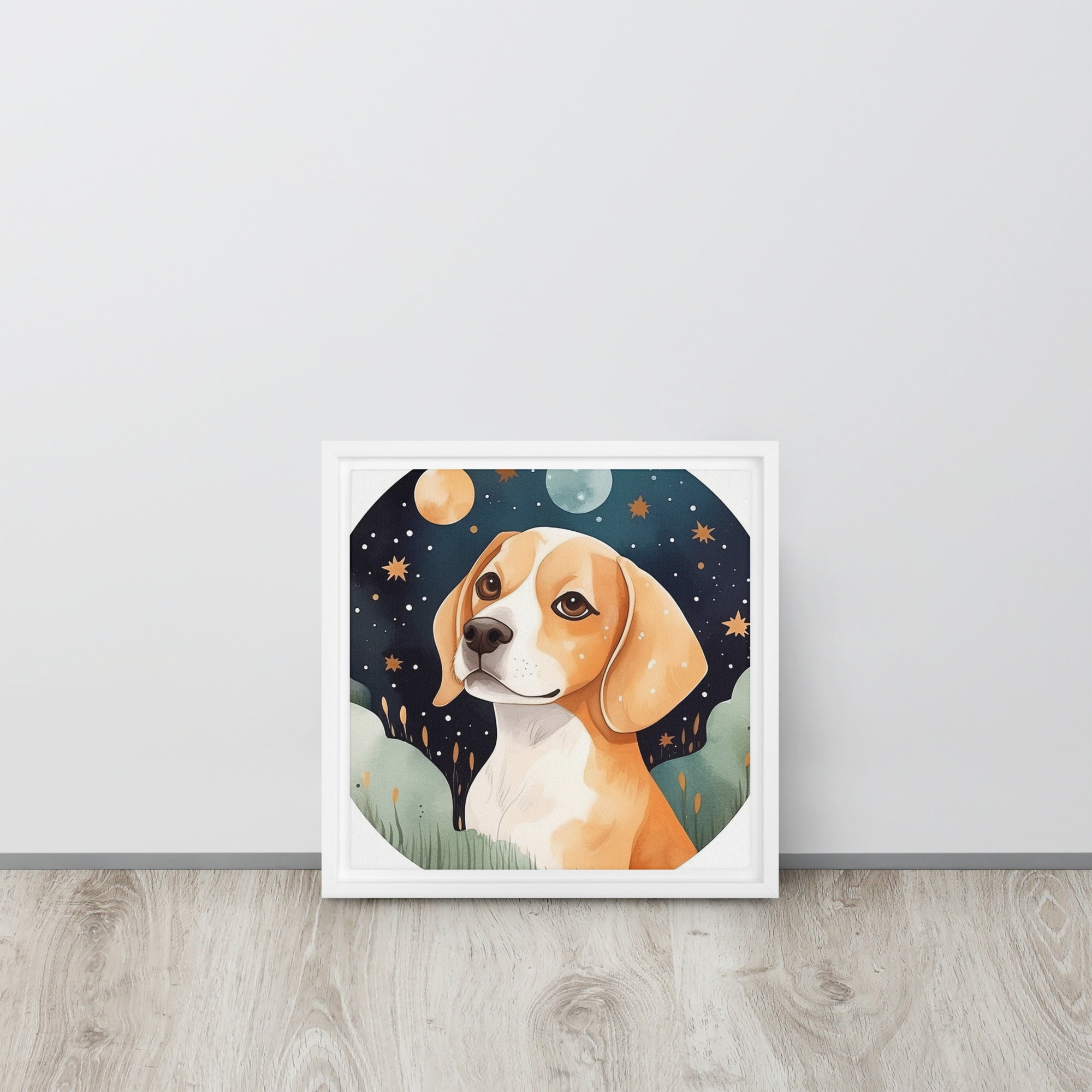 Beagle Dog Art Framed Canvas