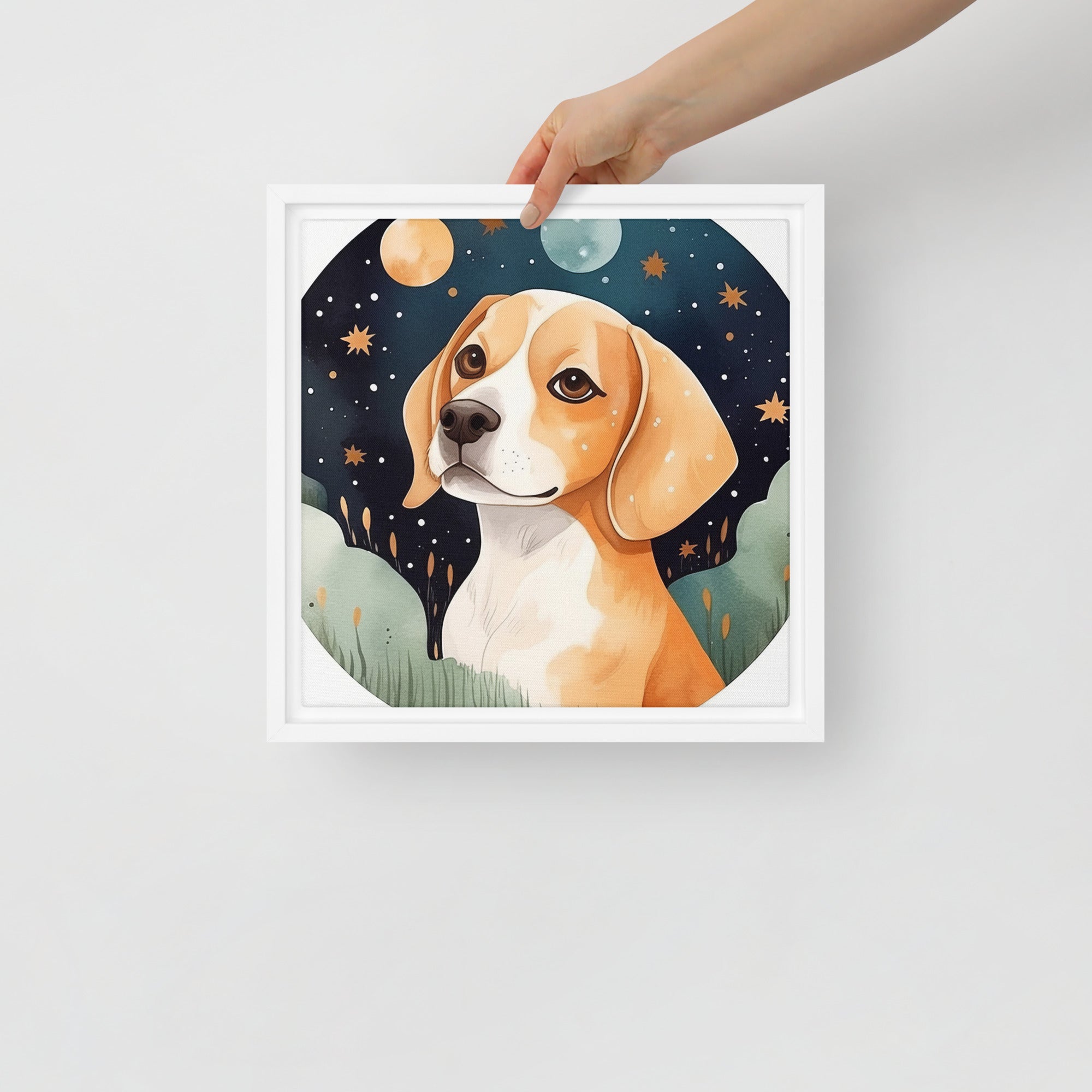 Beagle Dog Art Framed Canvas