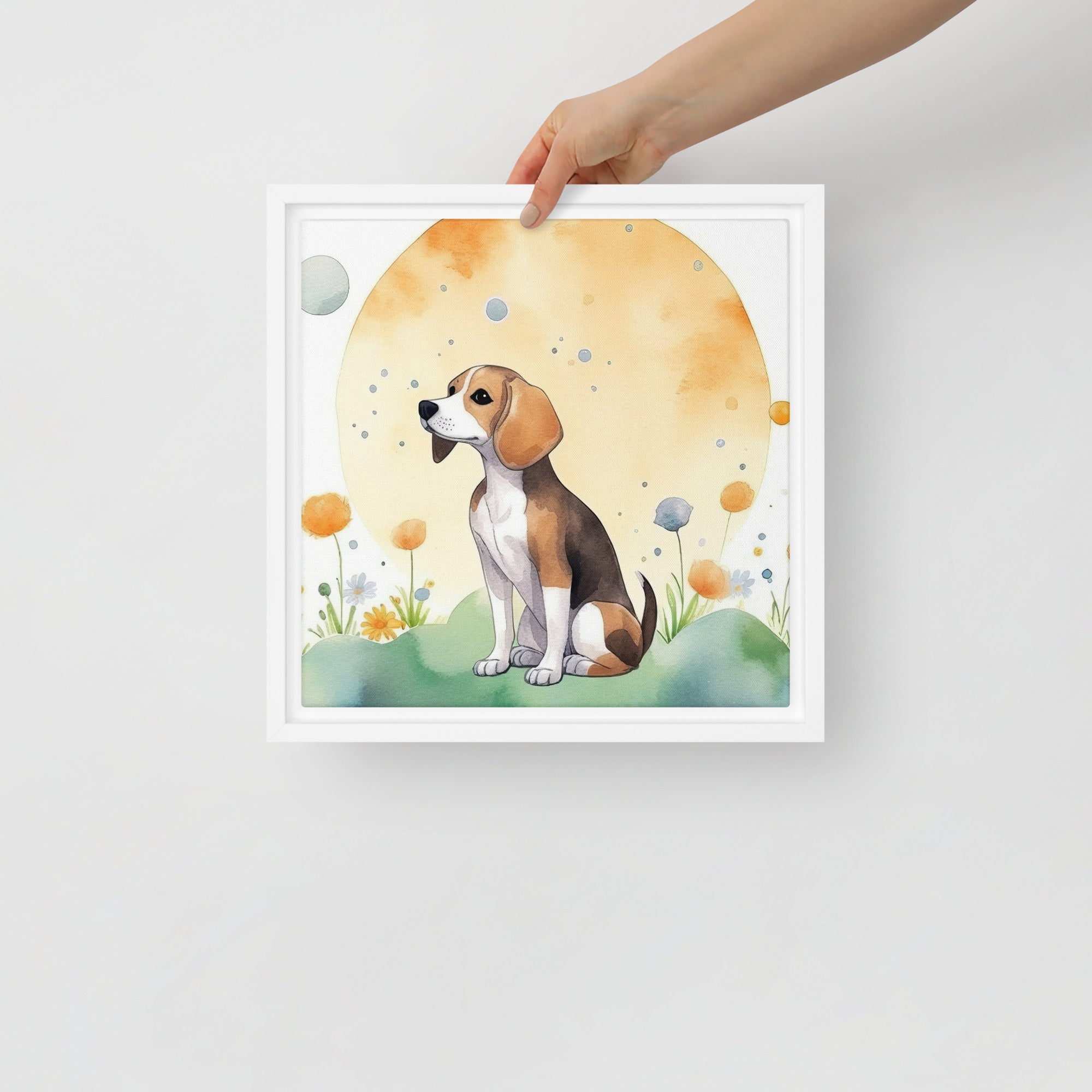 Beagle Dog Art Framed Canvas