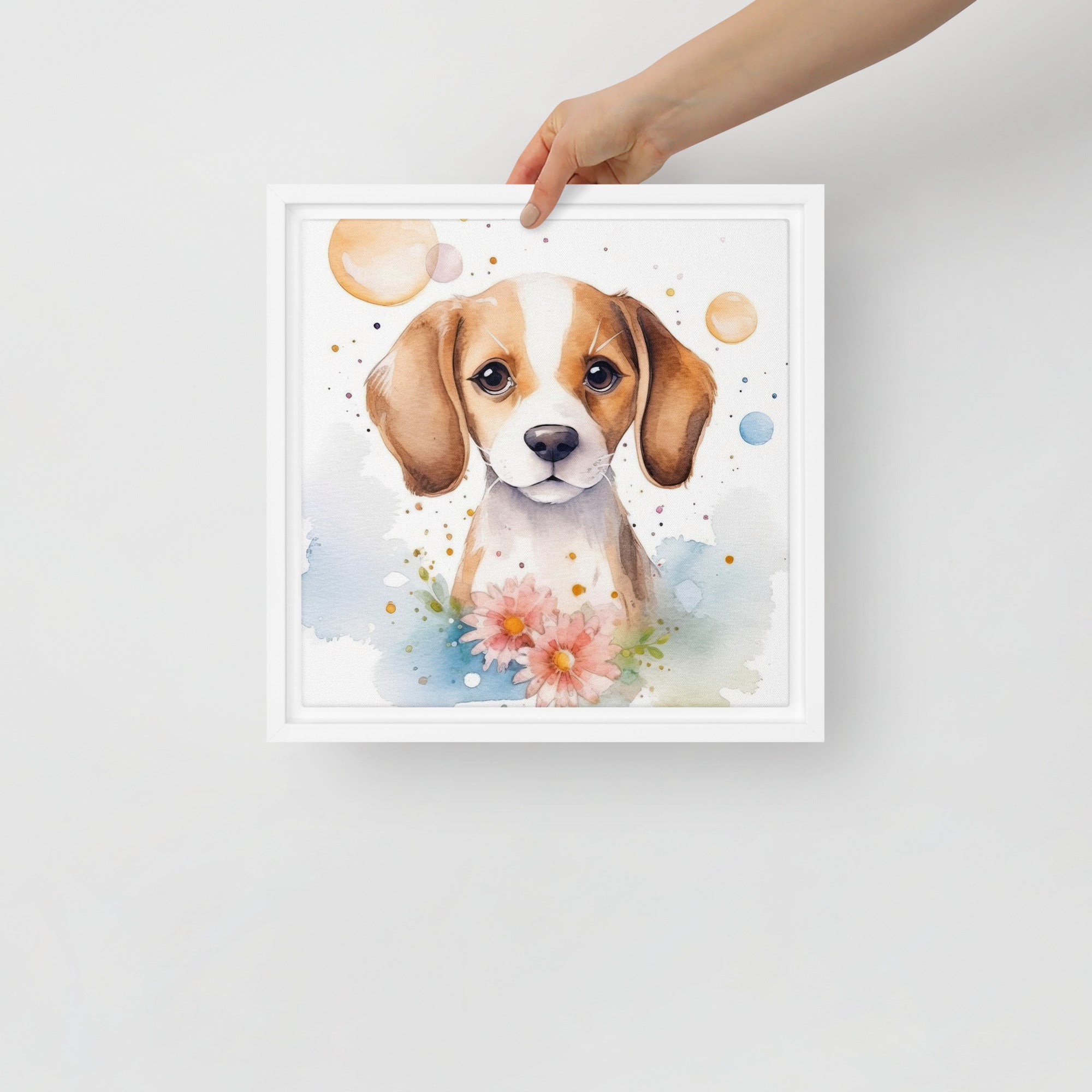 Beagle Dog Art Framed Canvas