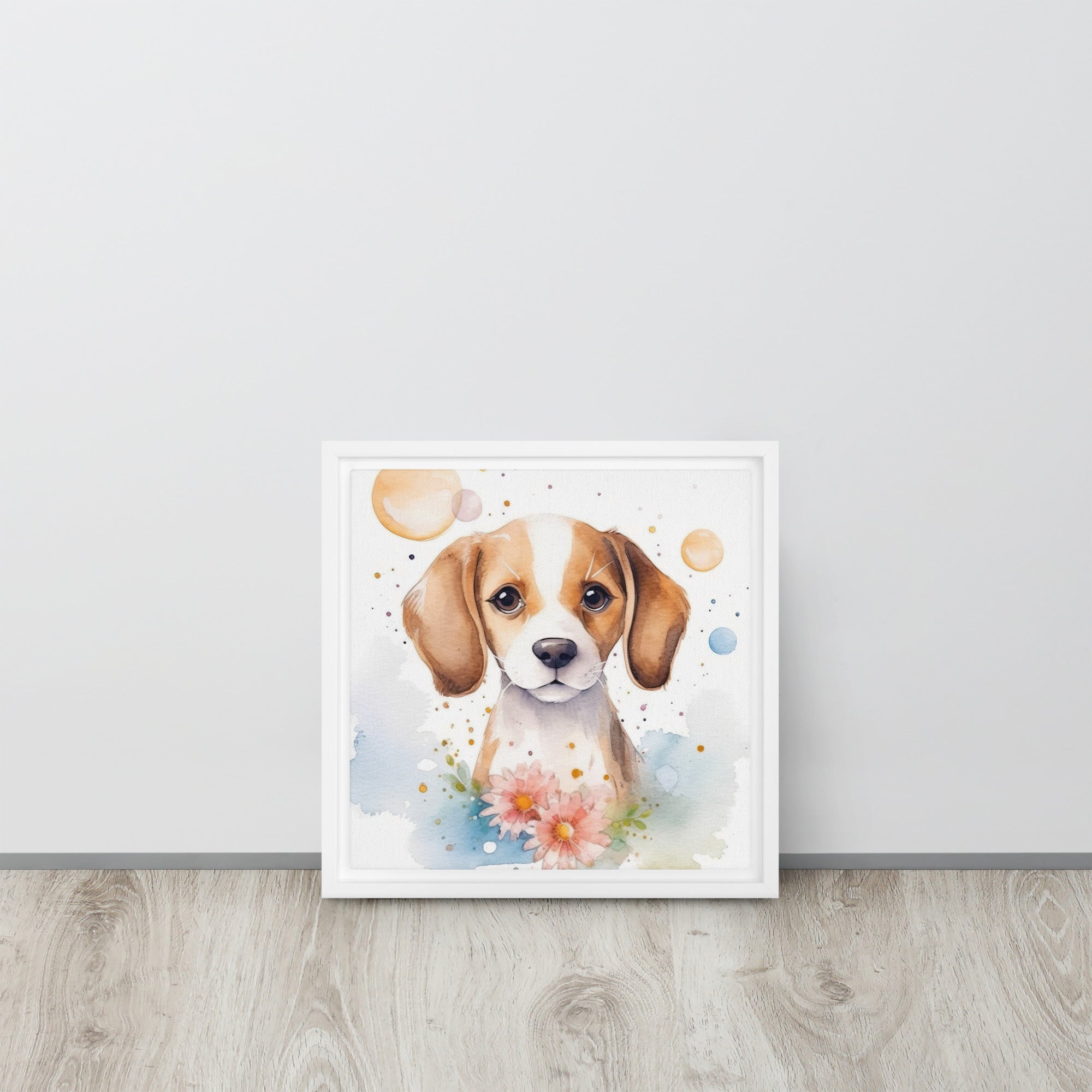 Beagle Dog Art Framed Canvas