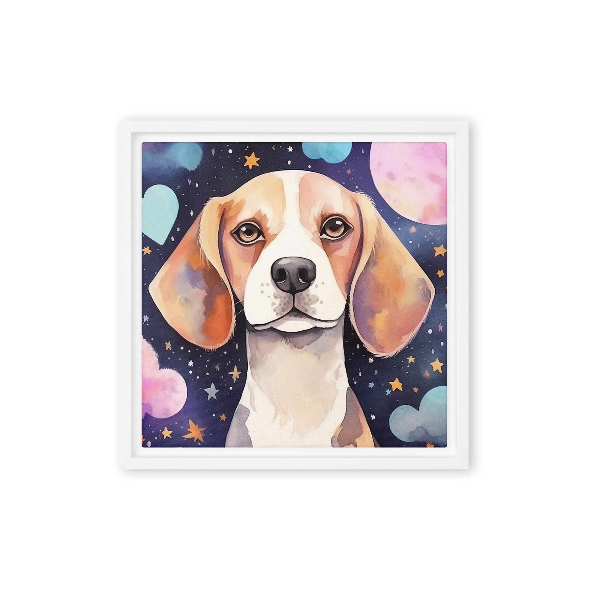 Beagle Dog Art Framed Canvas