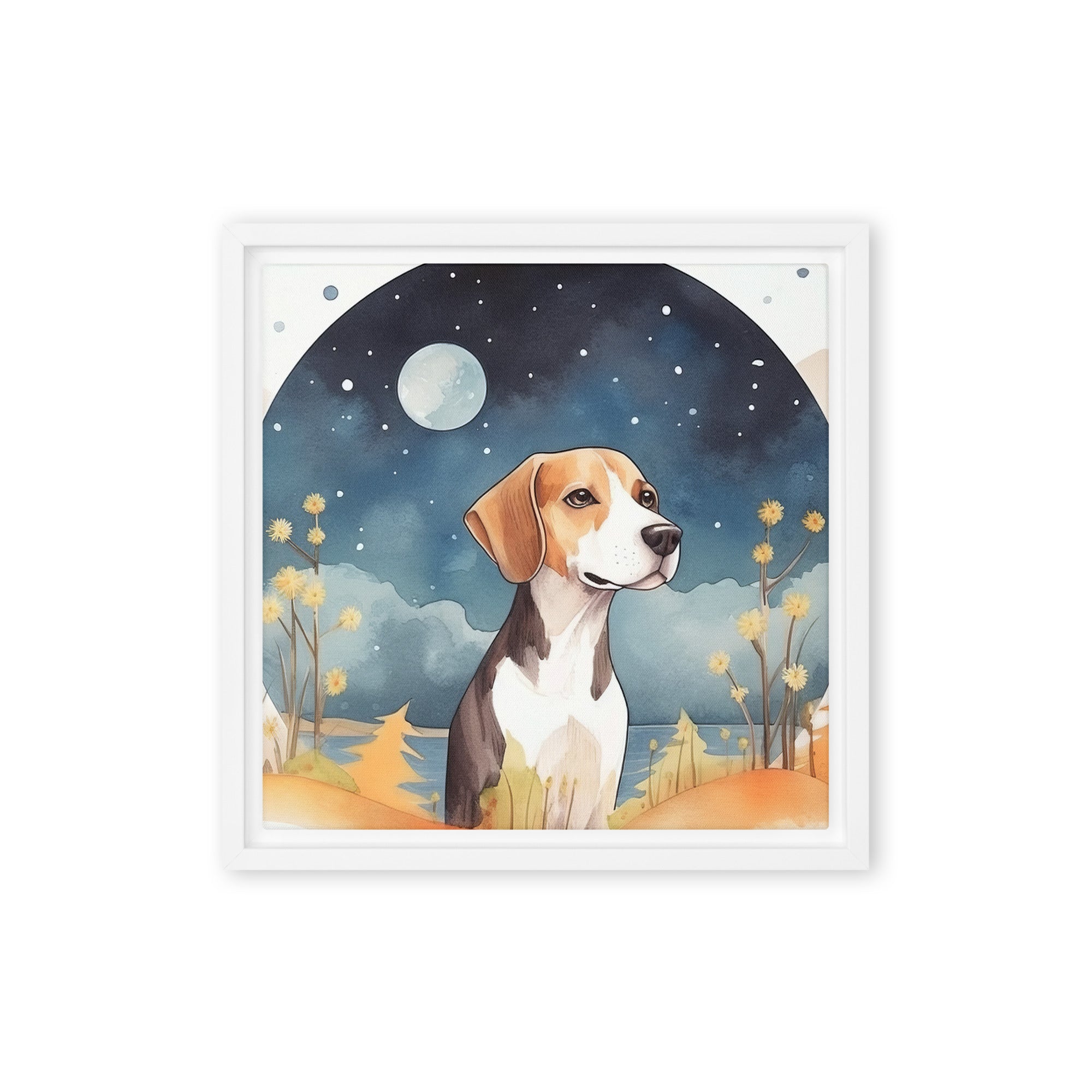 Beagle Dog Art Framed Canvas