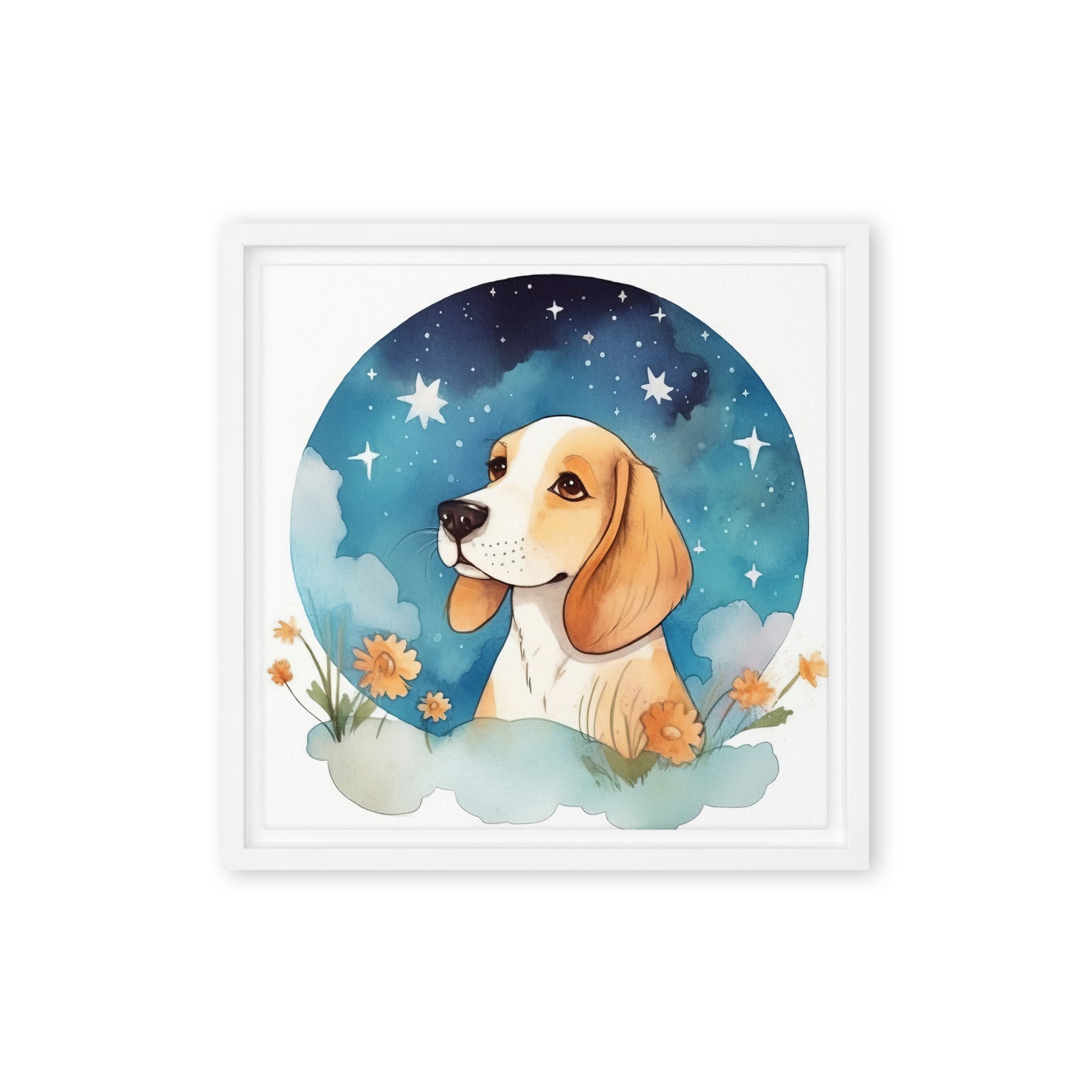 Beagle Dog Art Framed Canvas