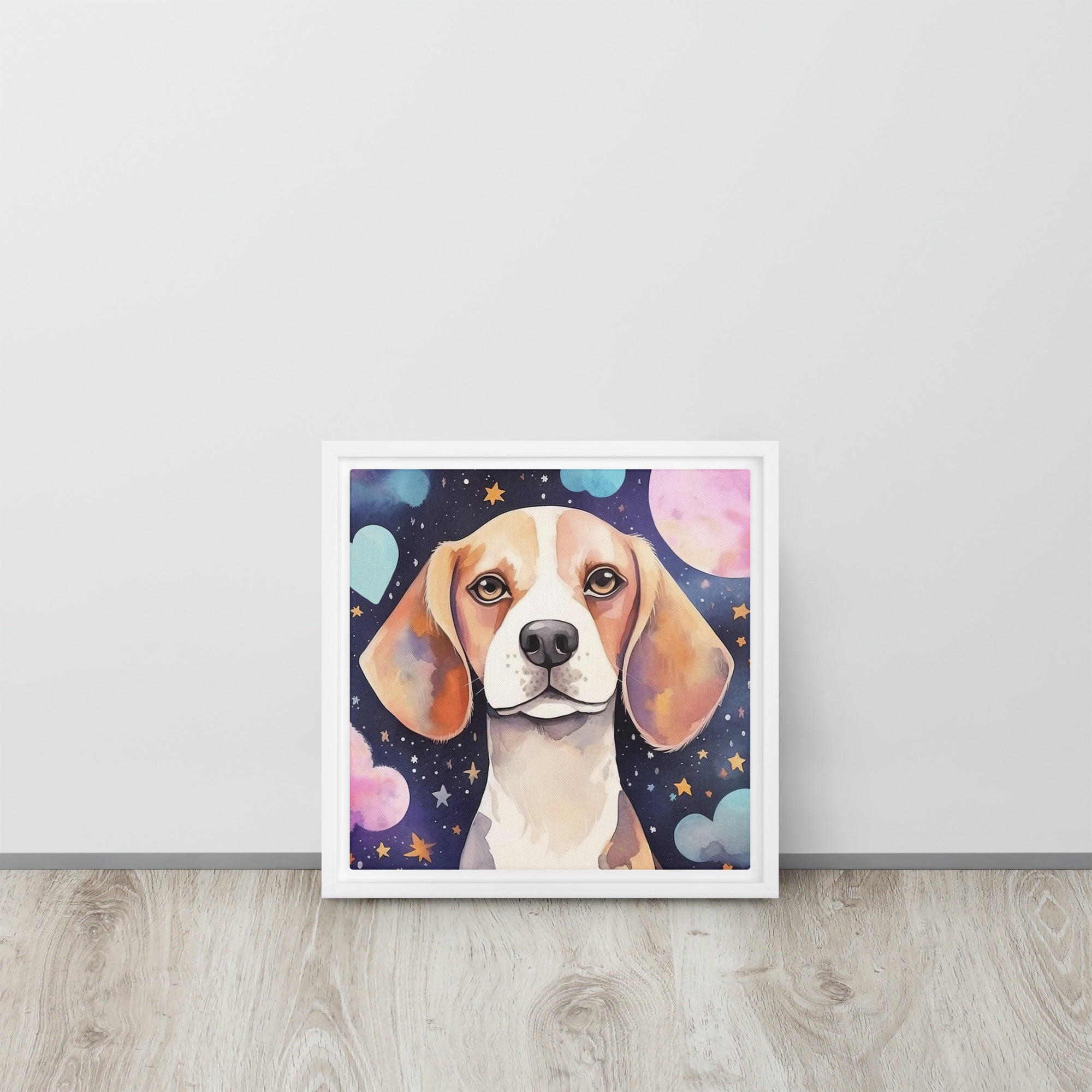 Beagle Dog Art Framed Canvas