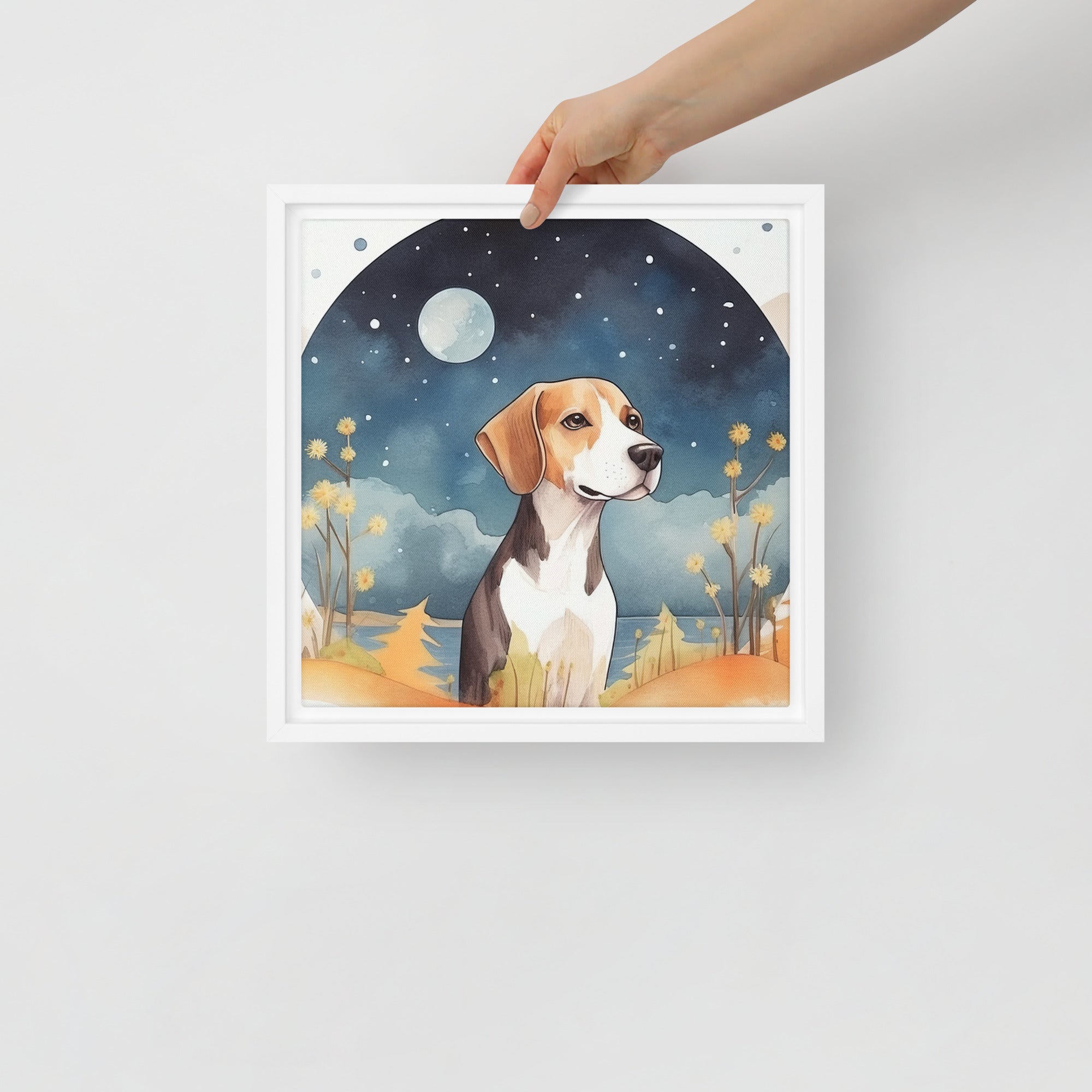 Beagle Dog Art Framed Canvas