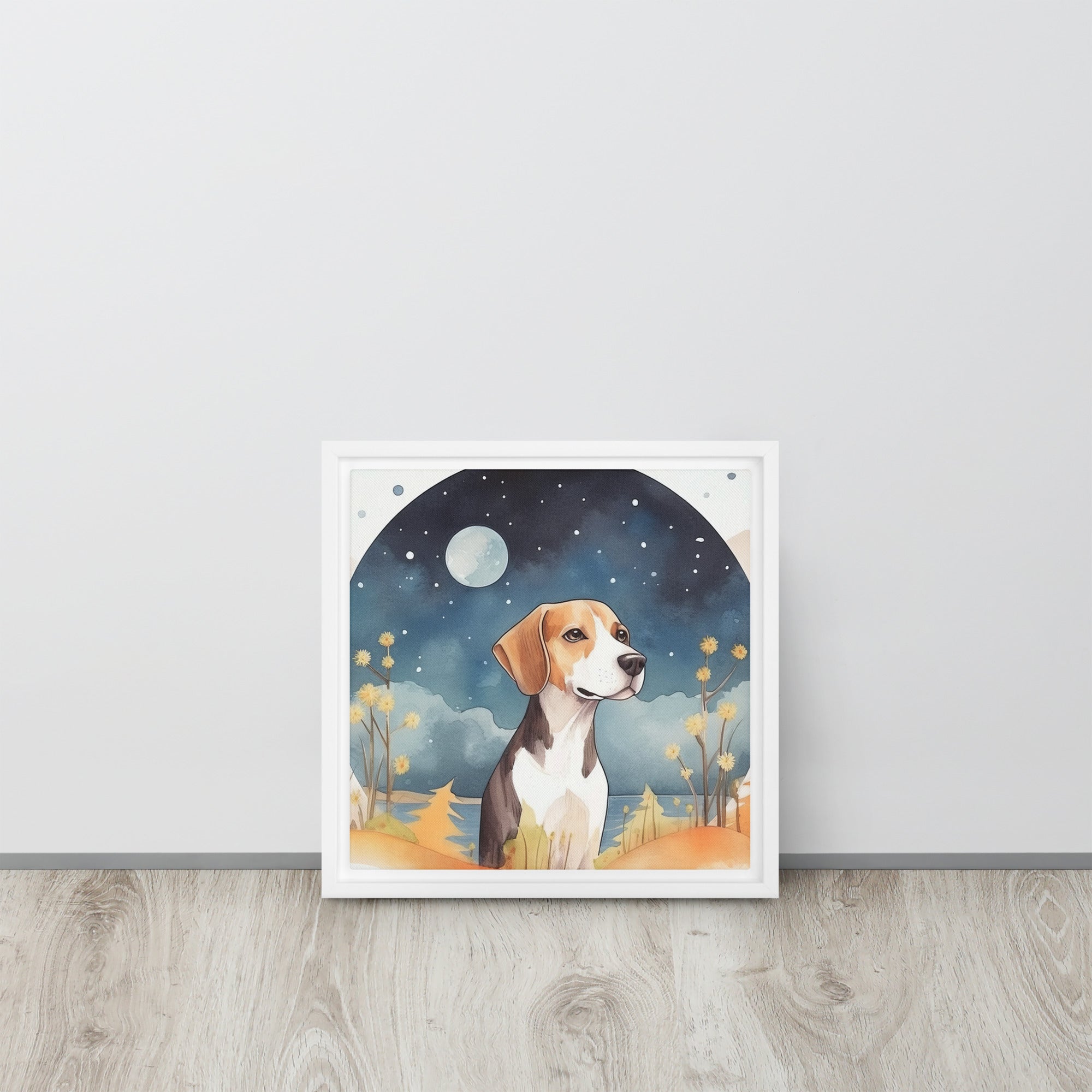 Beagle Dog Art Framed Canvas