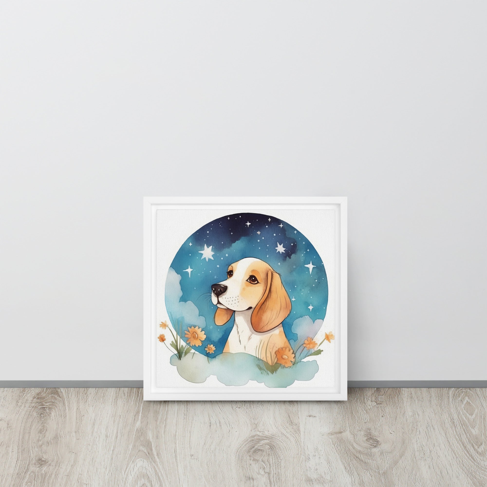 Beagle Dog Art Framed Canvas