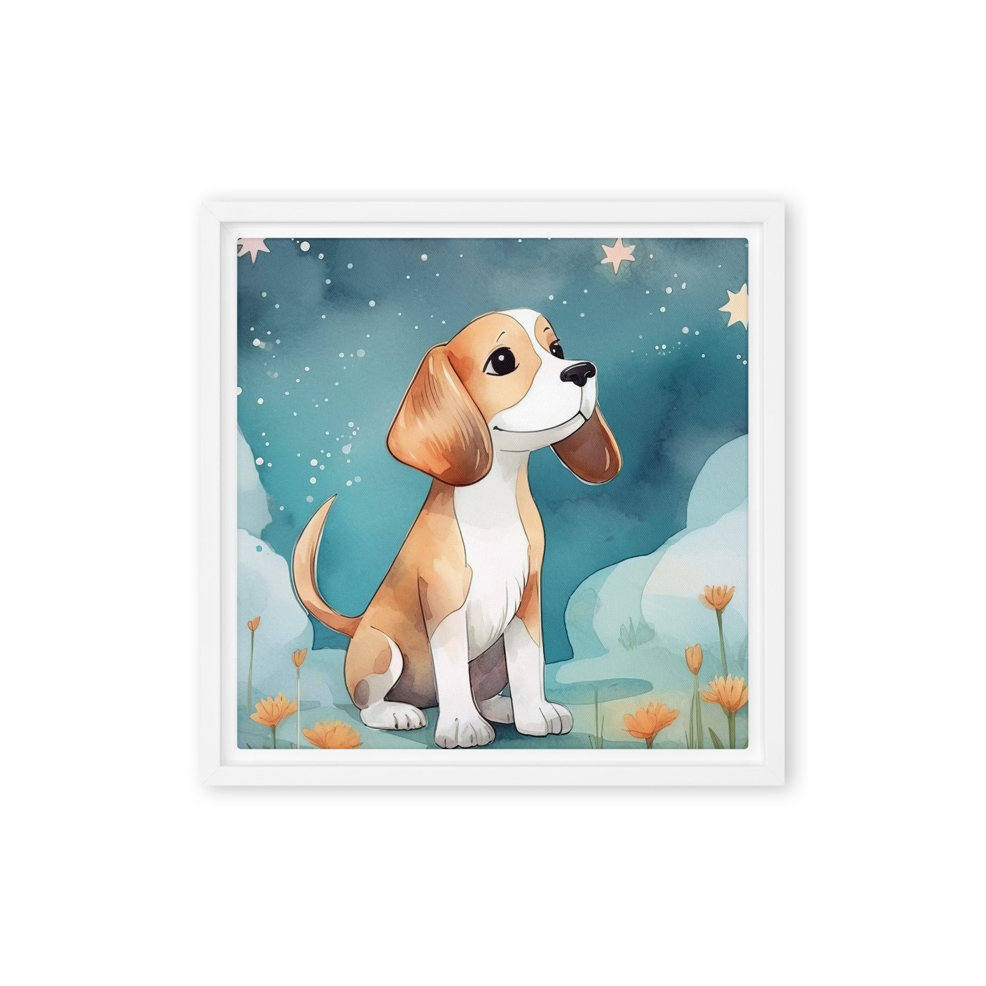 Beagle Dog Art Framed Canvas