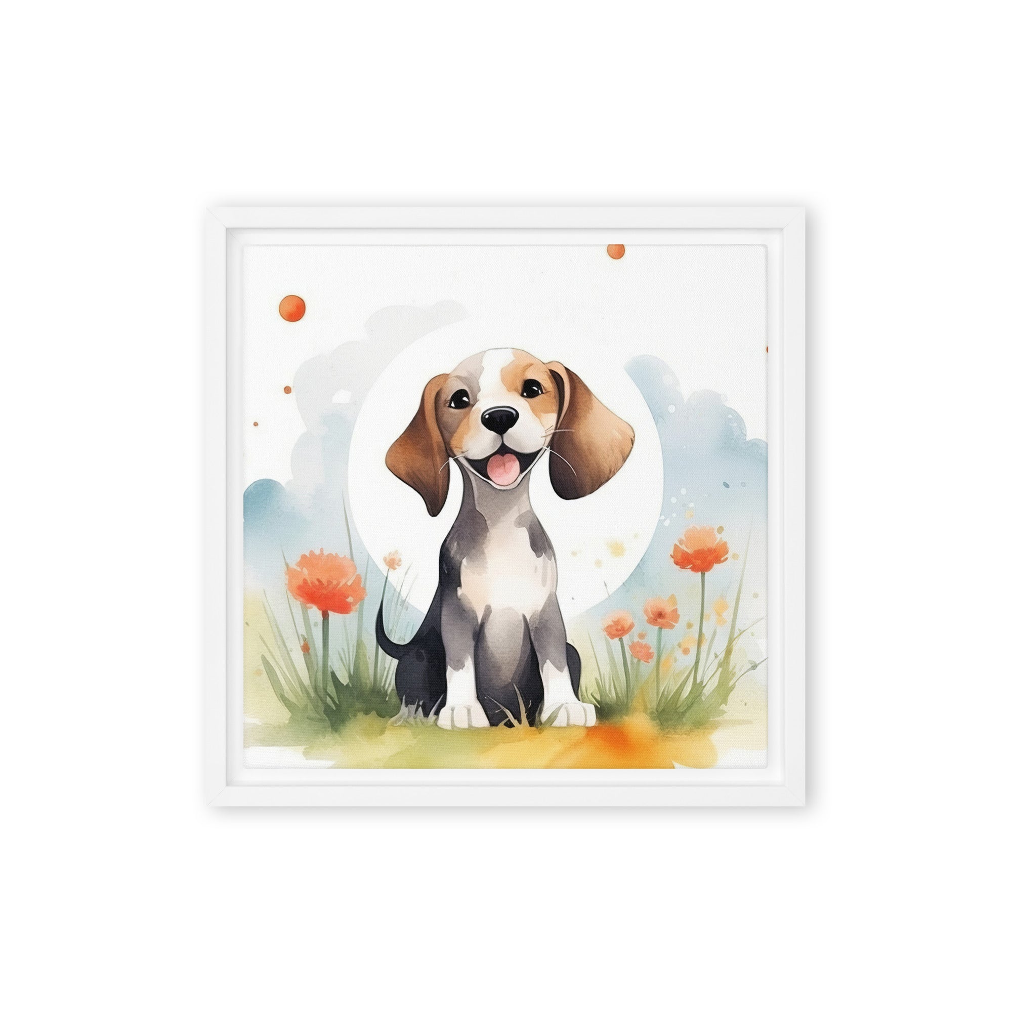 Beagle Nursery Art Framed Canvas