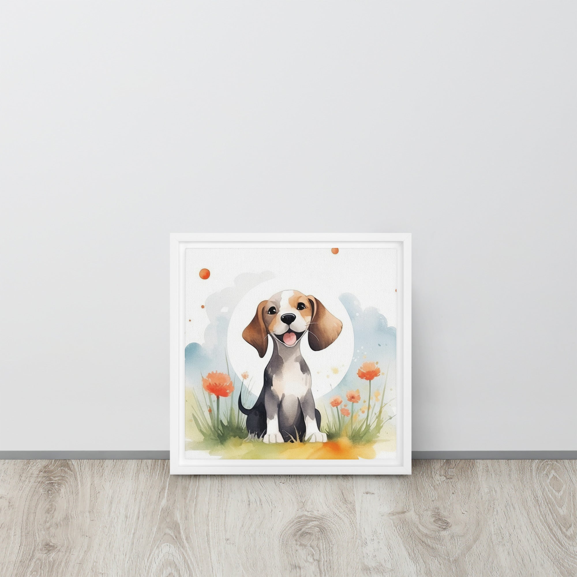 Beagle Nursery Art Framed Canvas