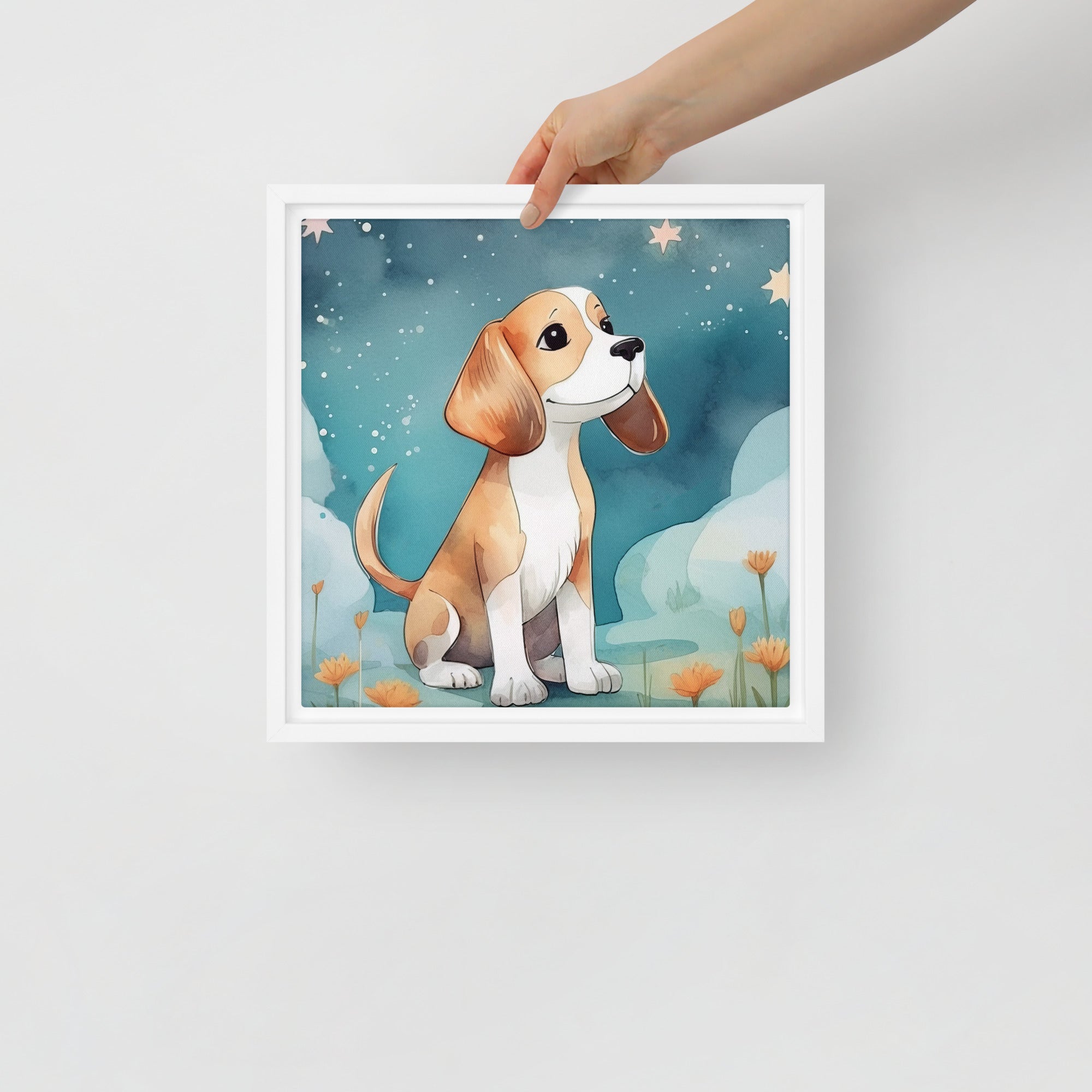 Beagle Dog Art Framed Canvas