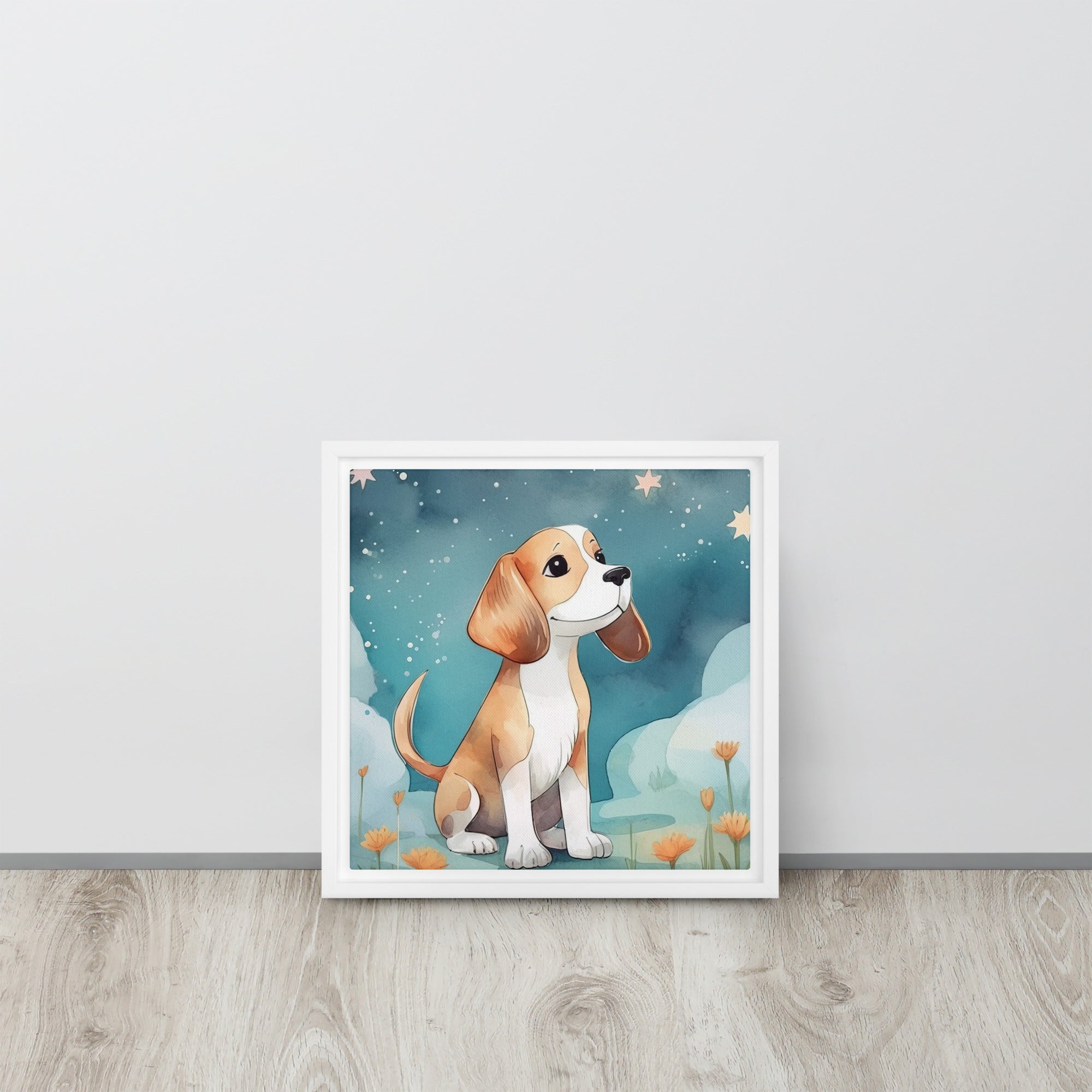 Beagle Dog Art Framed Canvas