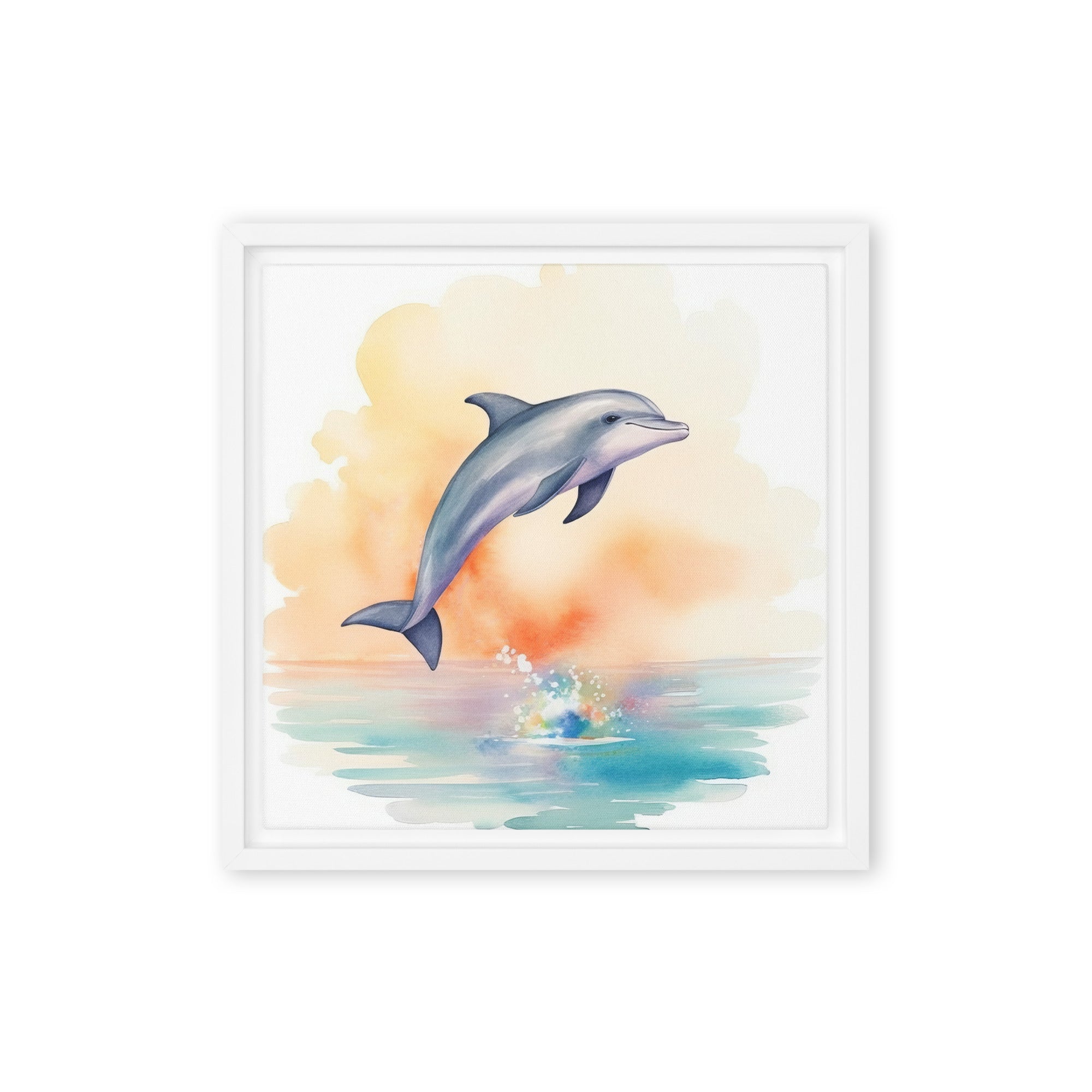 Dolphin Art Framed Canvas