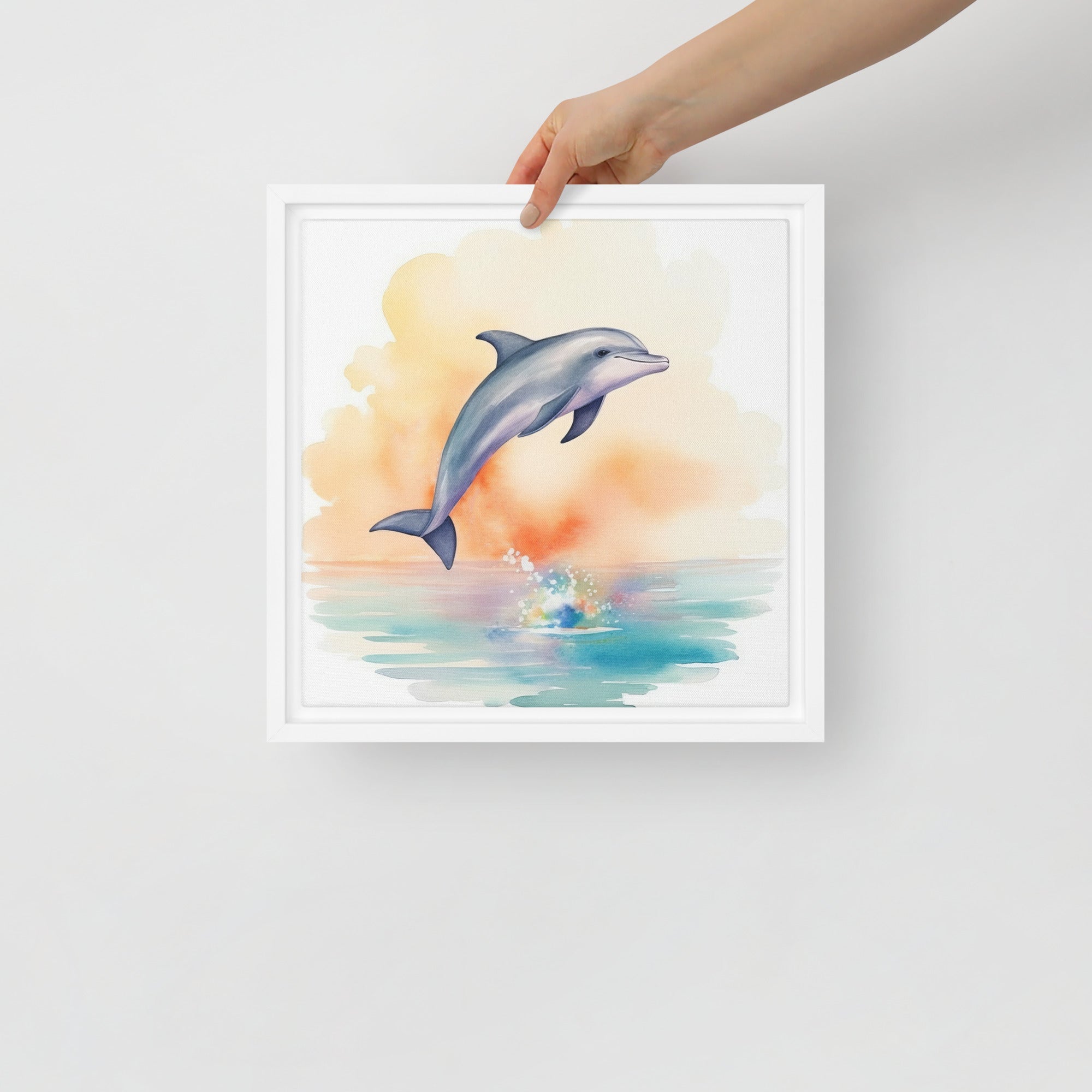 Dolphin Art Framed Canvas