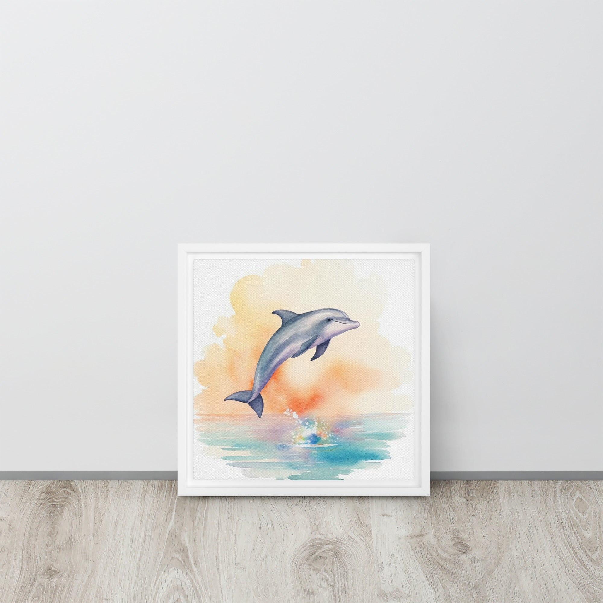 Dolphin Art Framed Canvas