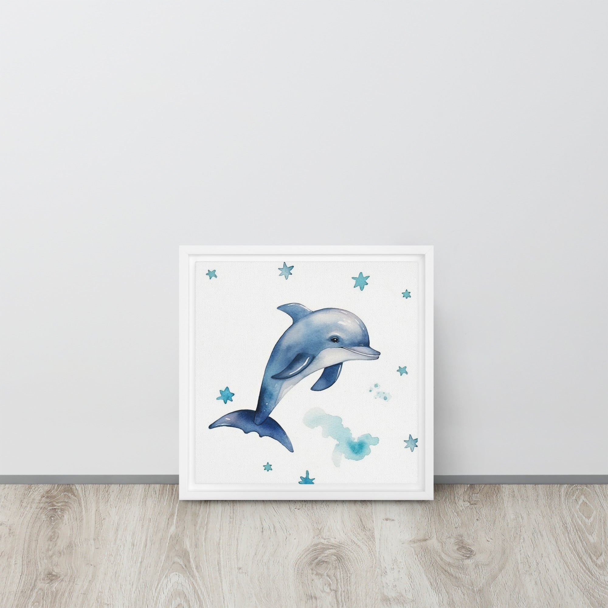 Dolphin Art Framed Canvas