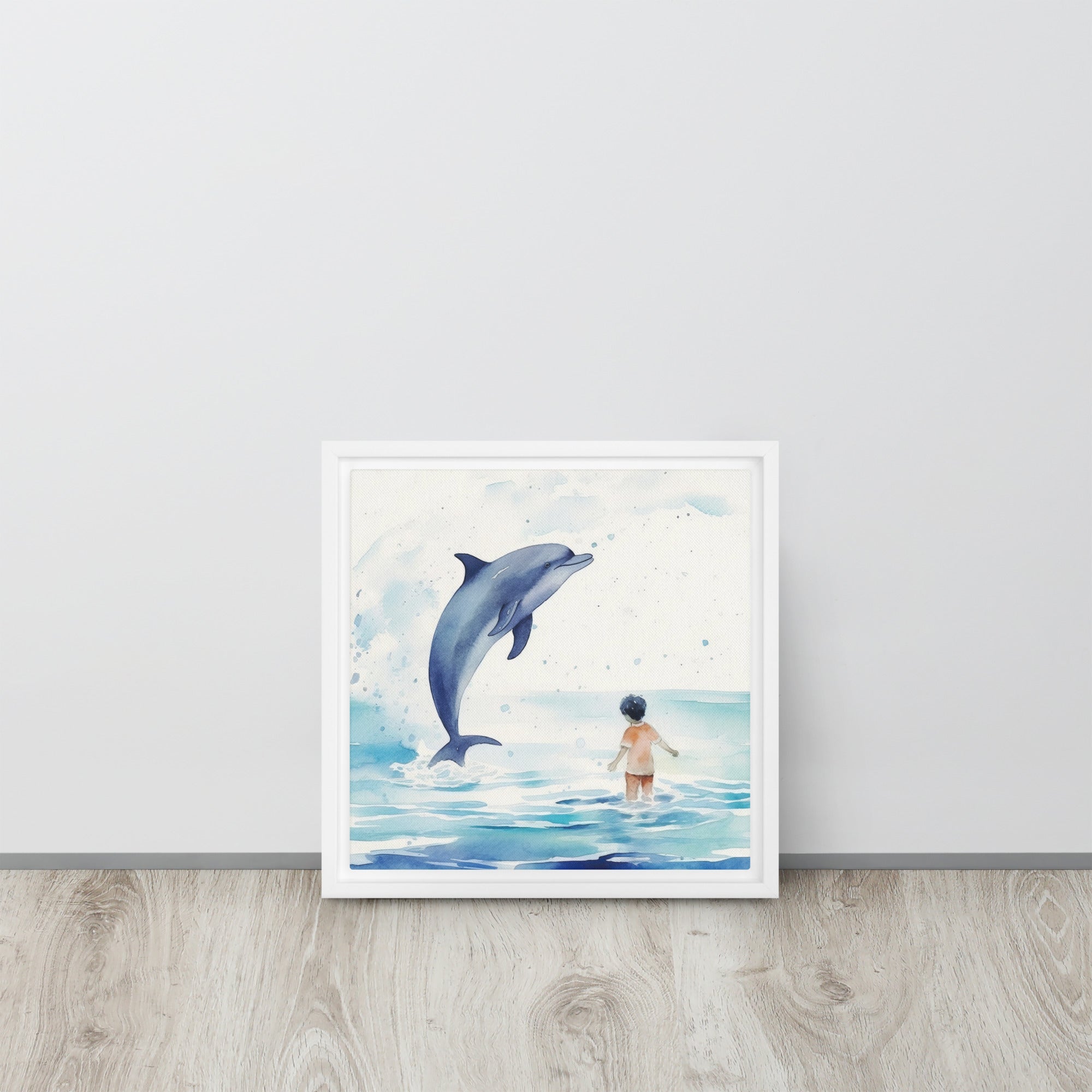 Dolphin Art Framed Canvas