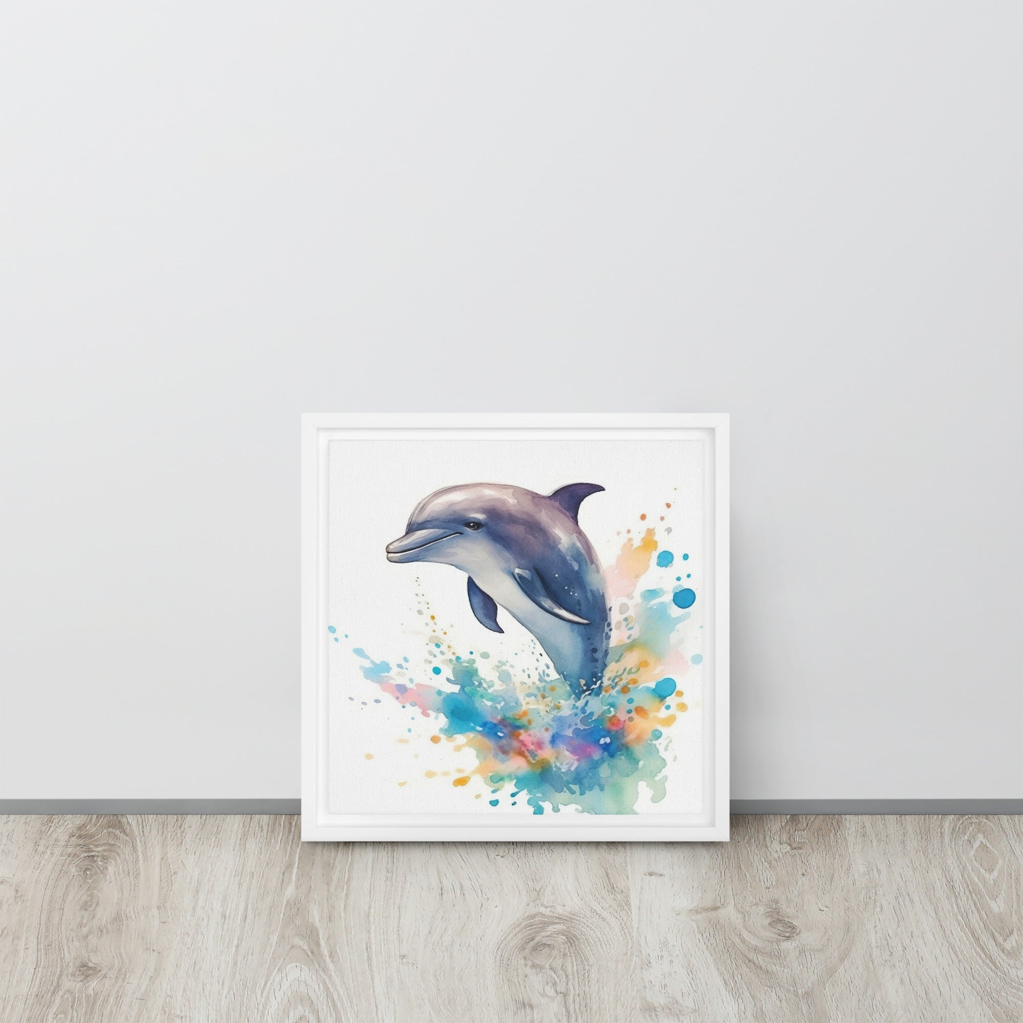 Dolphin Art Framed Canvas