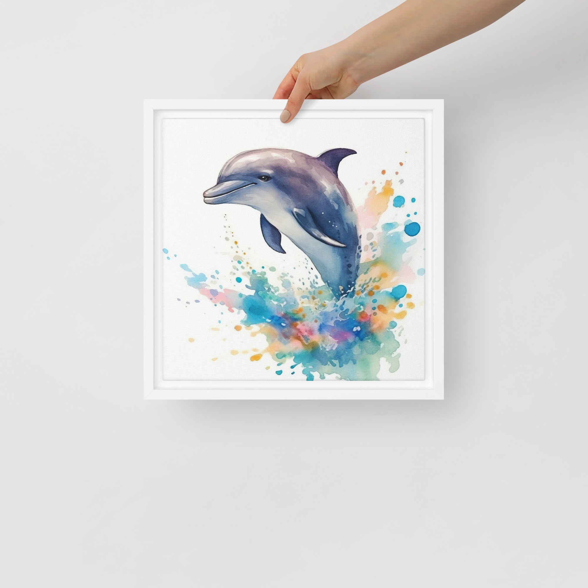 Dolphin Art Framed Canvas