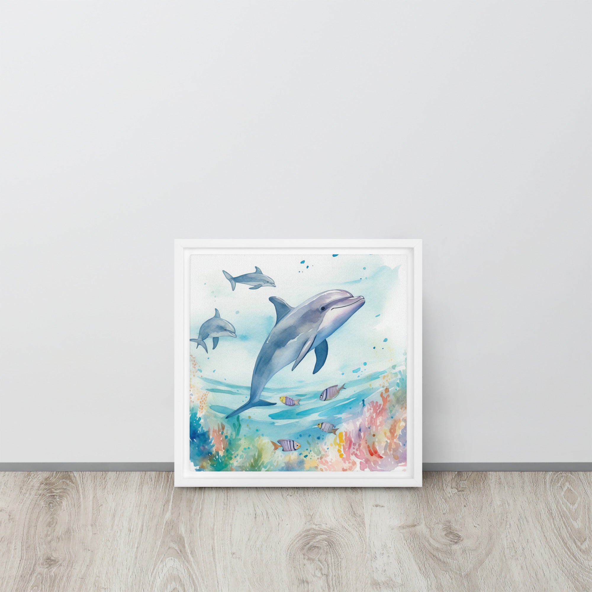 Dolphin Art Framed Canvas