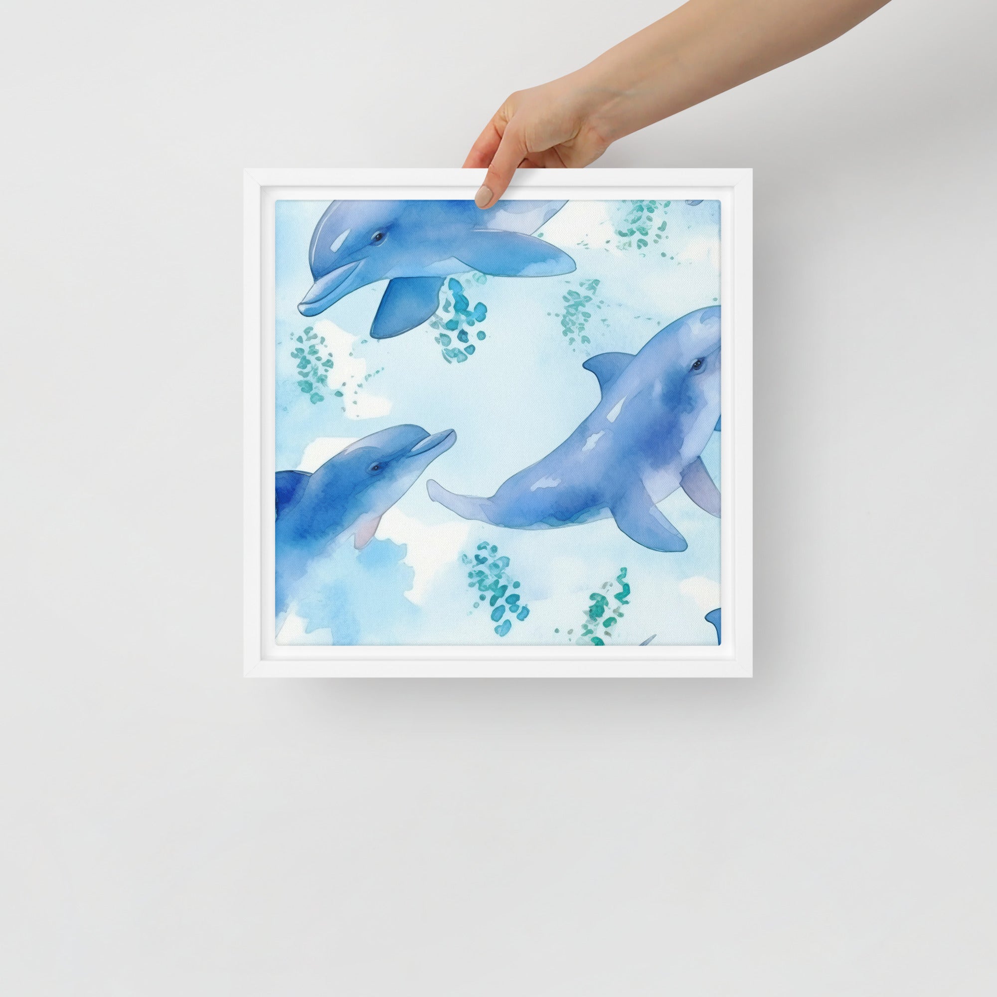 Dolphin Art Framed Canvas