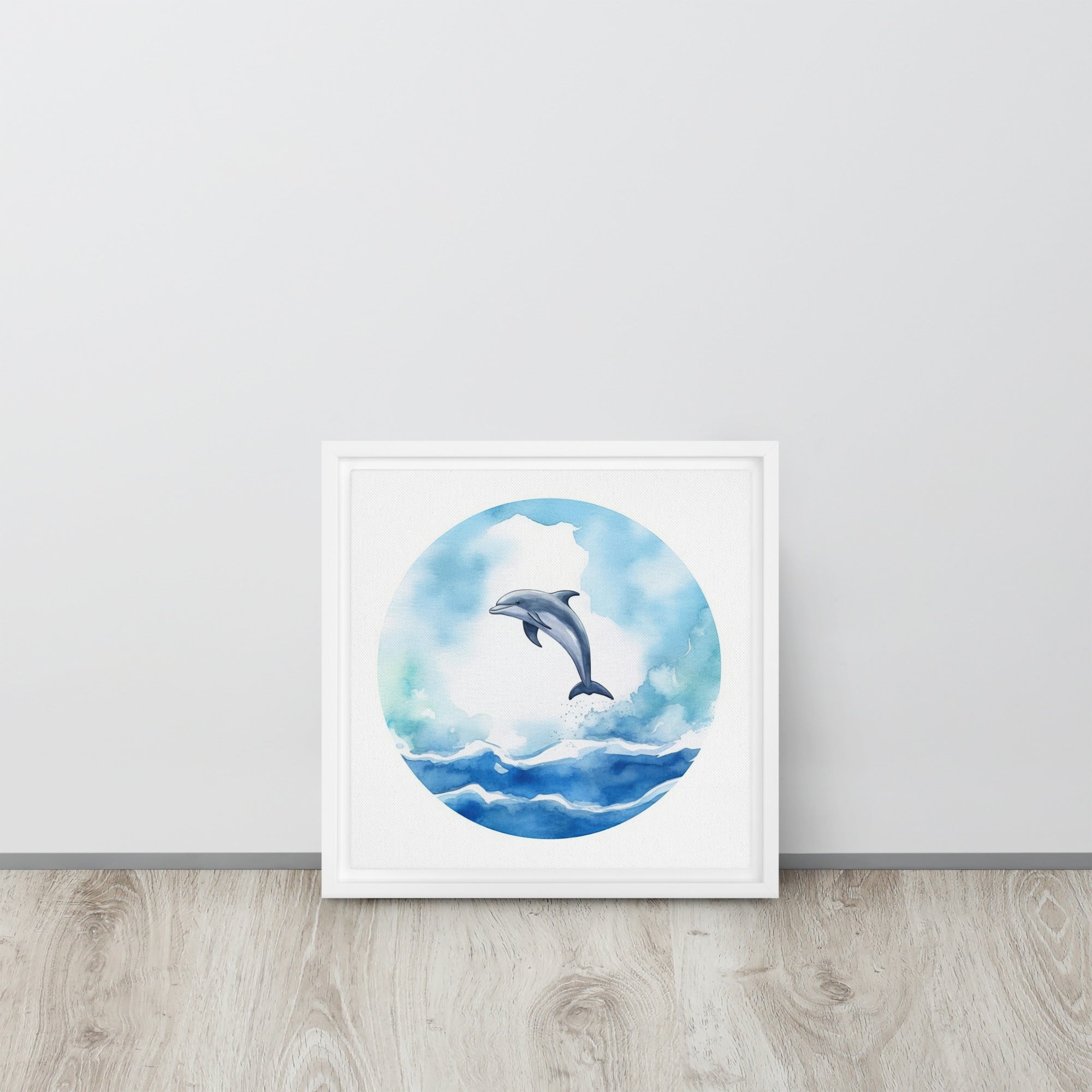 Dolphin Art Framed Canvas