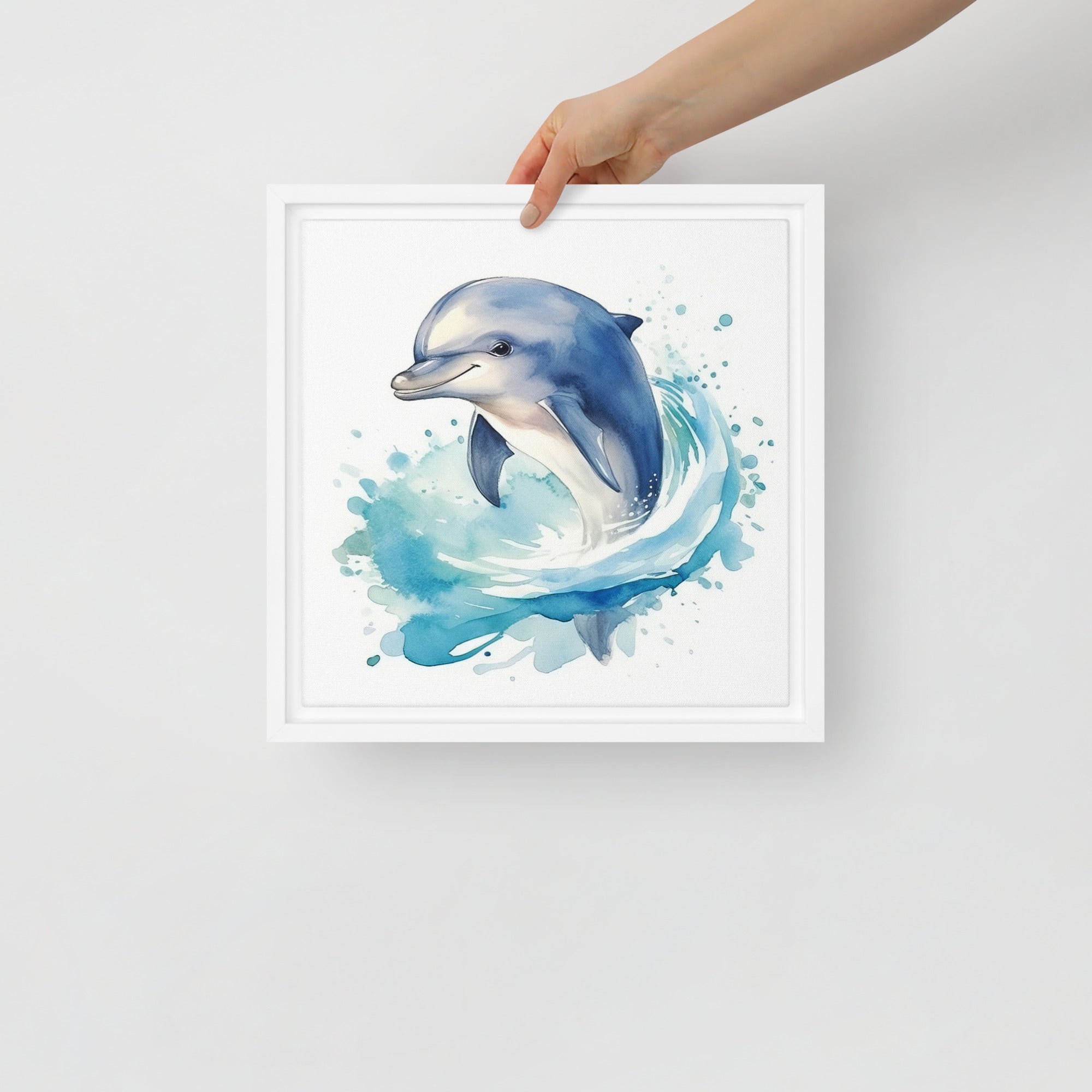 Dolphin Art Framed Canvas