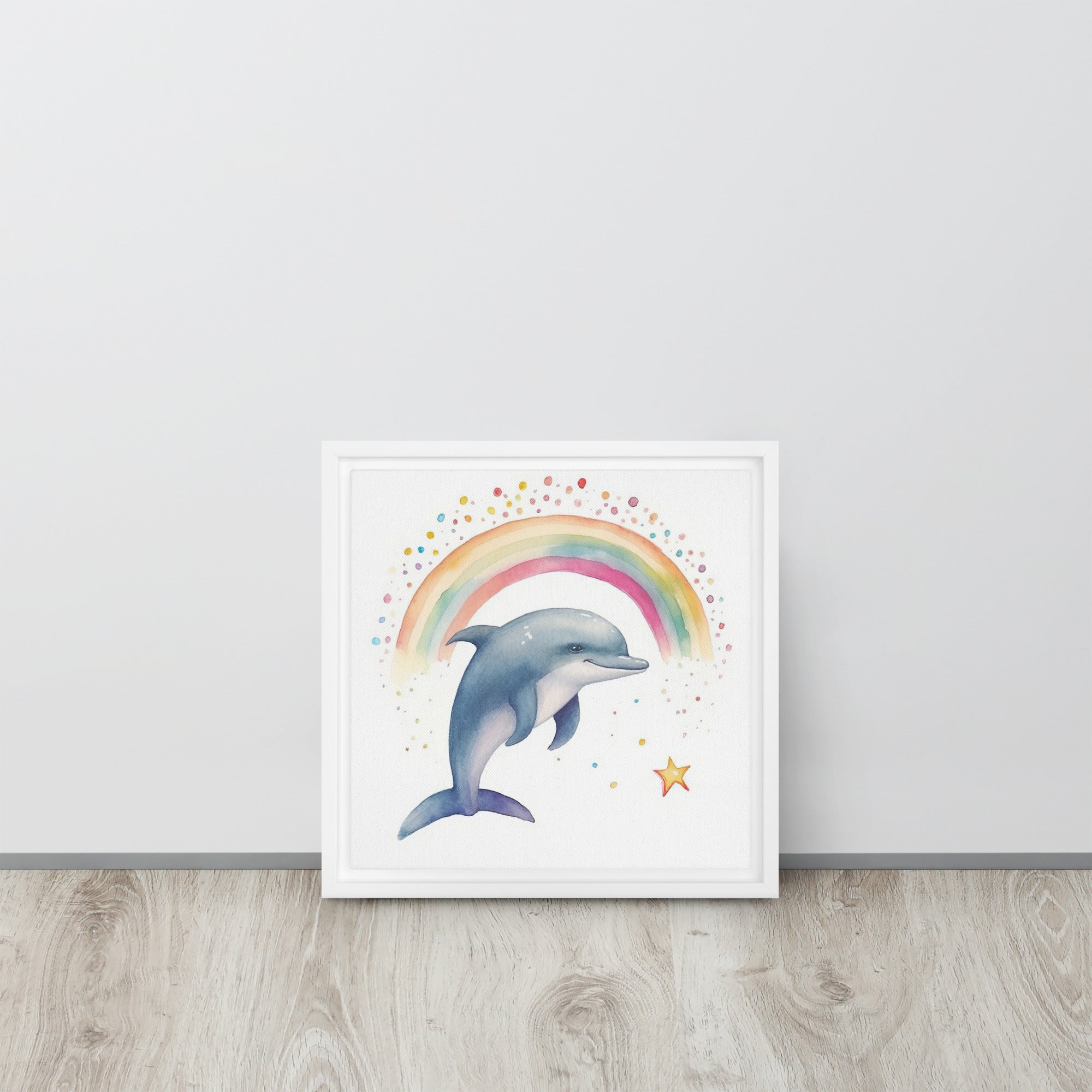 Dolphin Art Framed Canvas