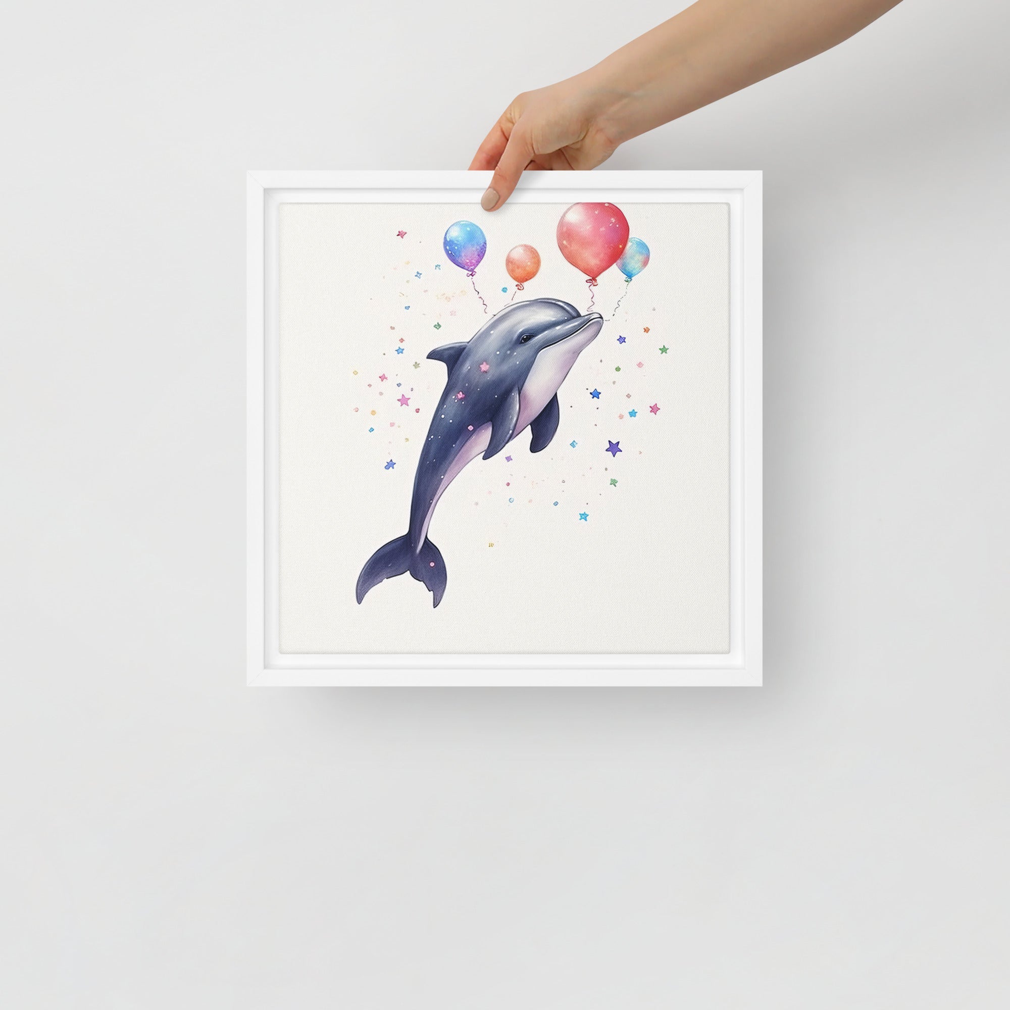 Dolphin Art Framed Canvas