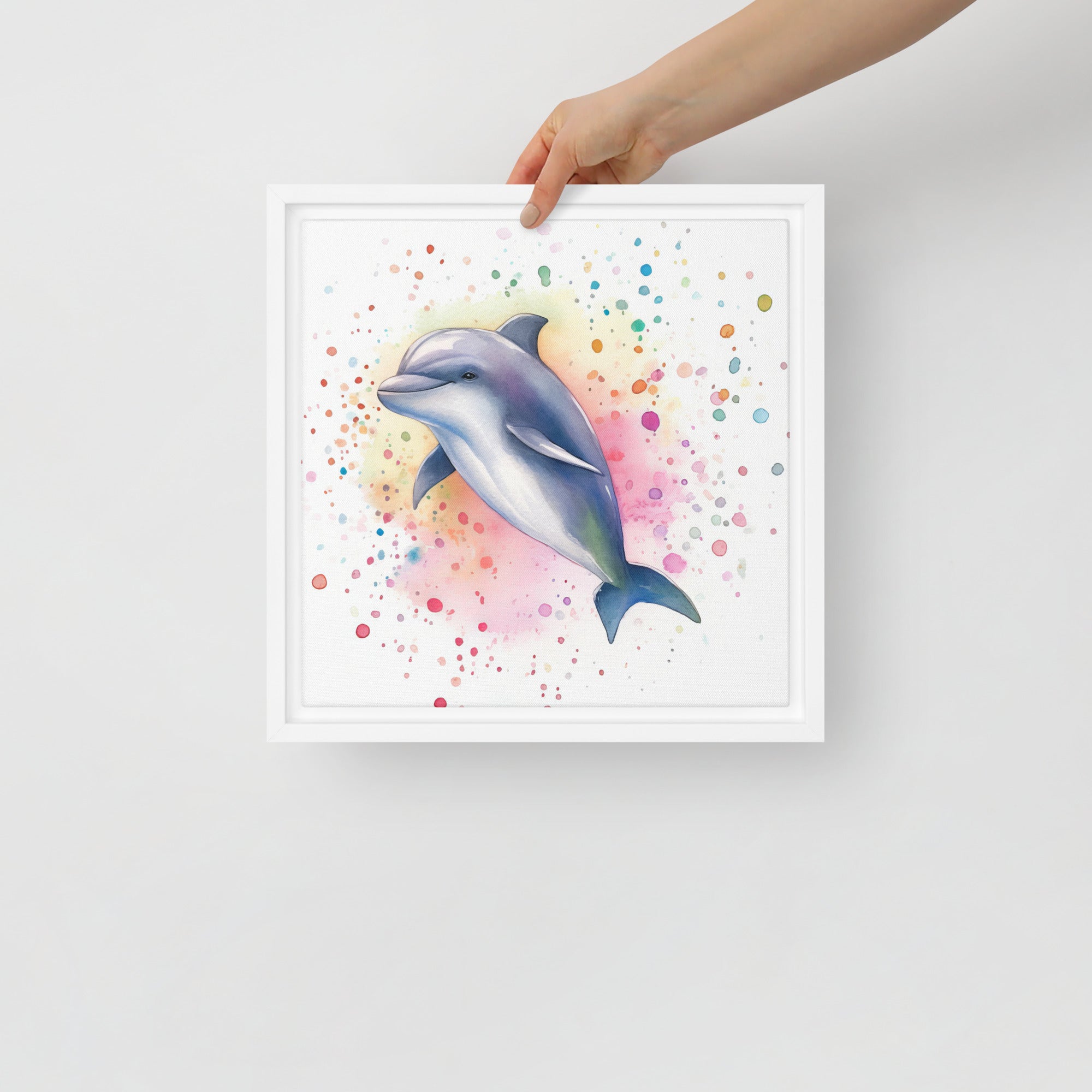 Dolphin Art Framed Canvas