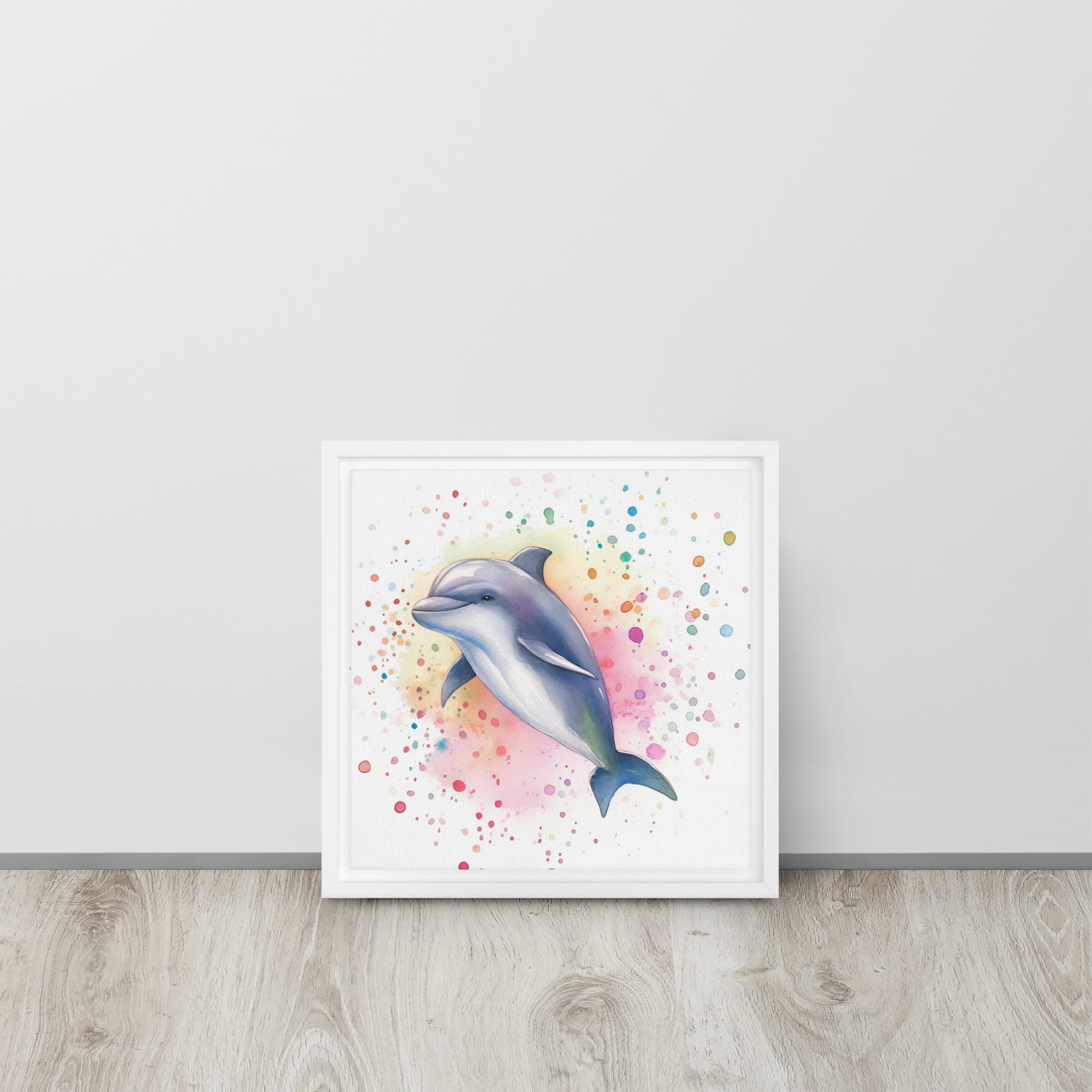 Dolphin Art Framed Canvas