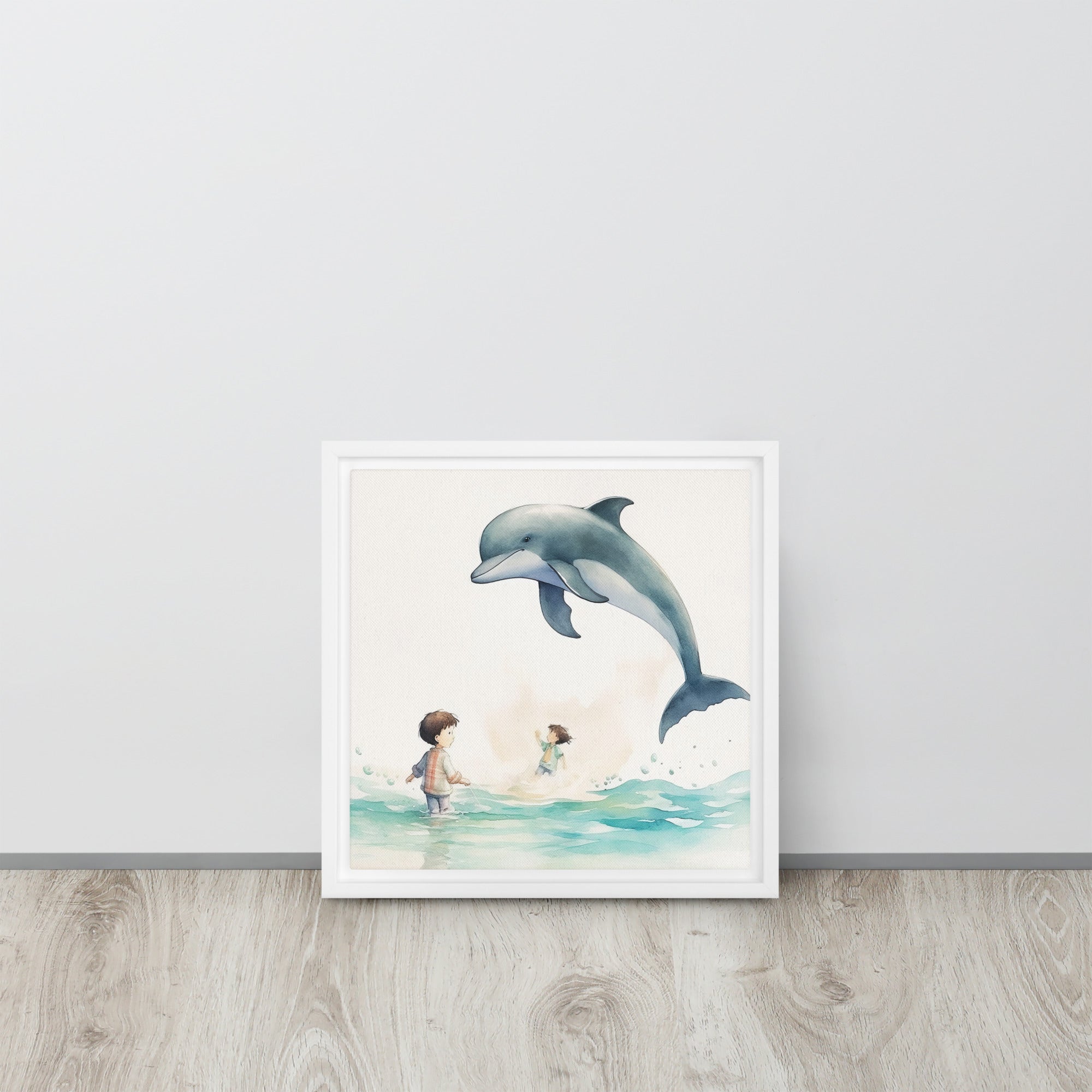 Dolphin Art Framed Canvas