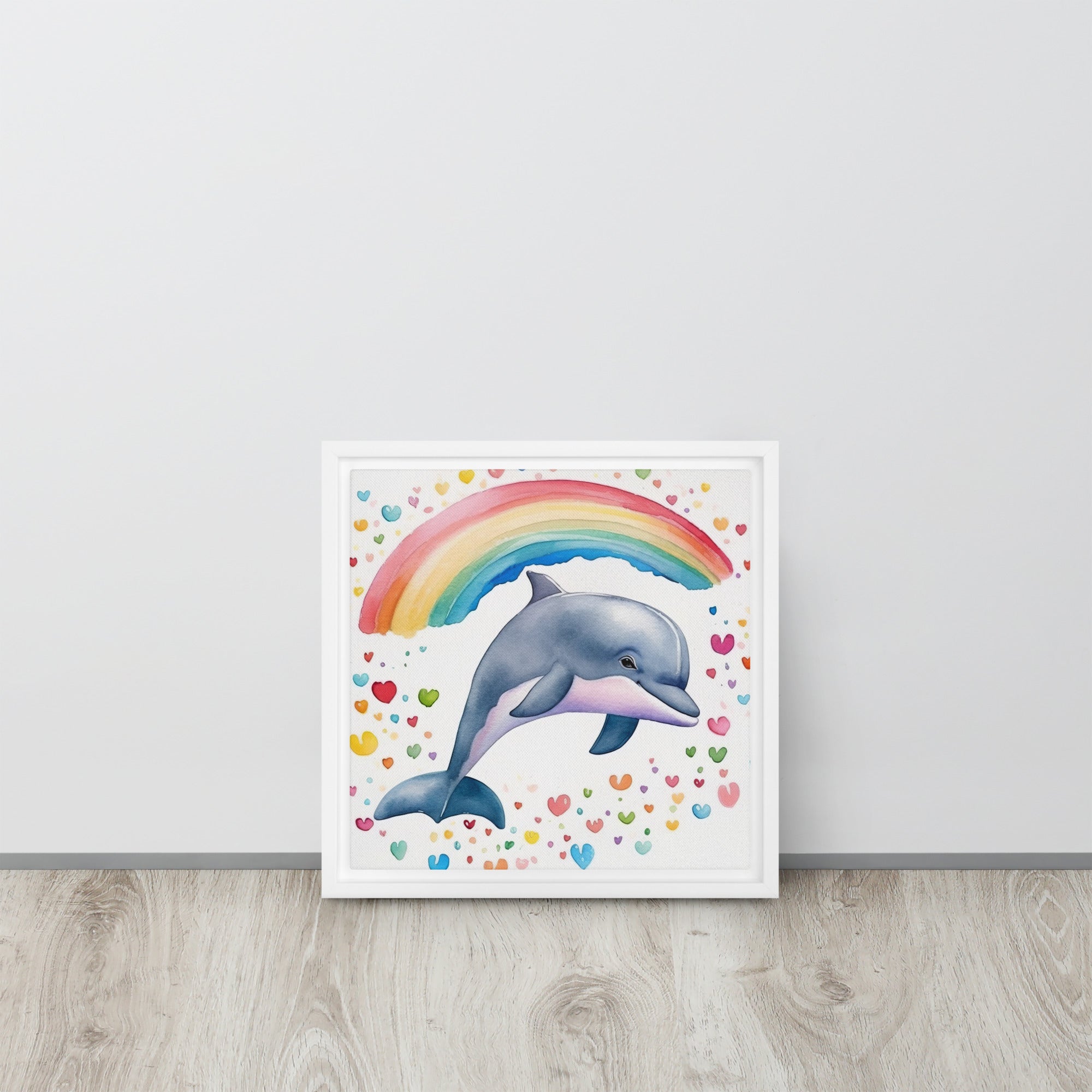 Dolphin Art Framed Canvas