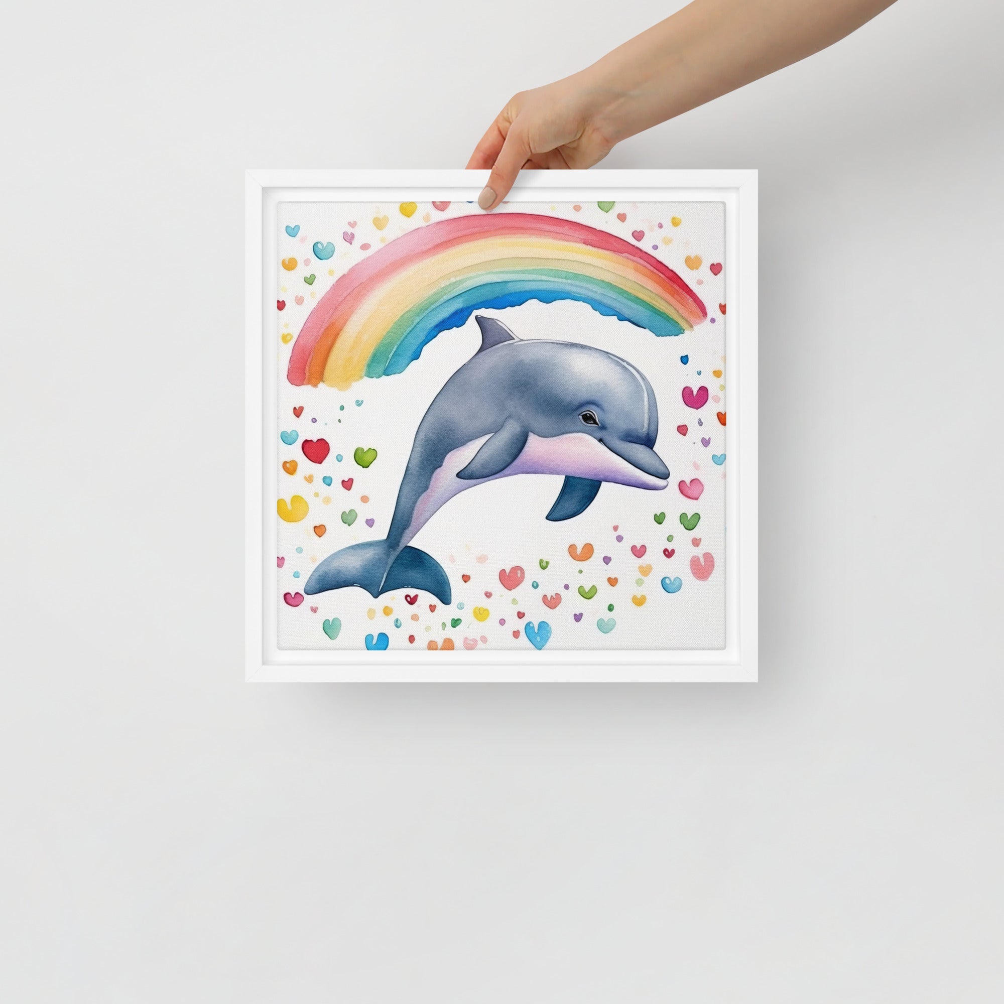 Dolphin Art Framed Canvas