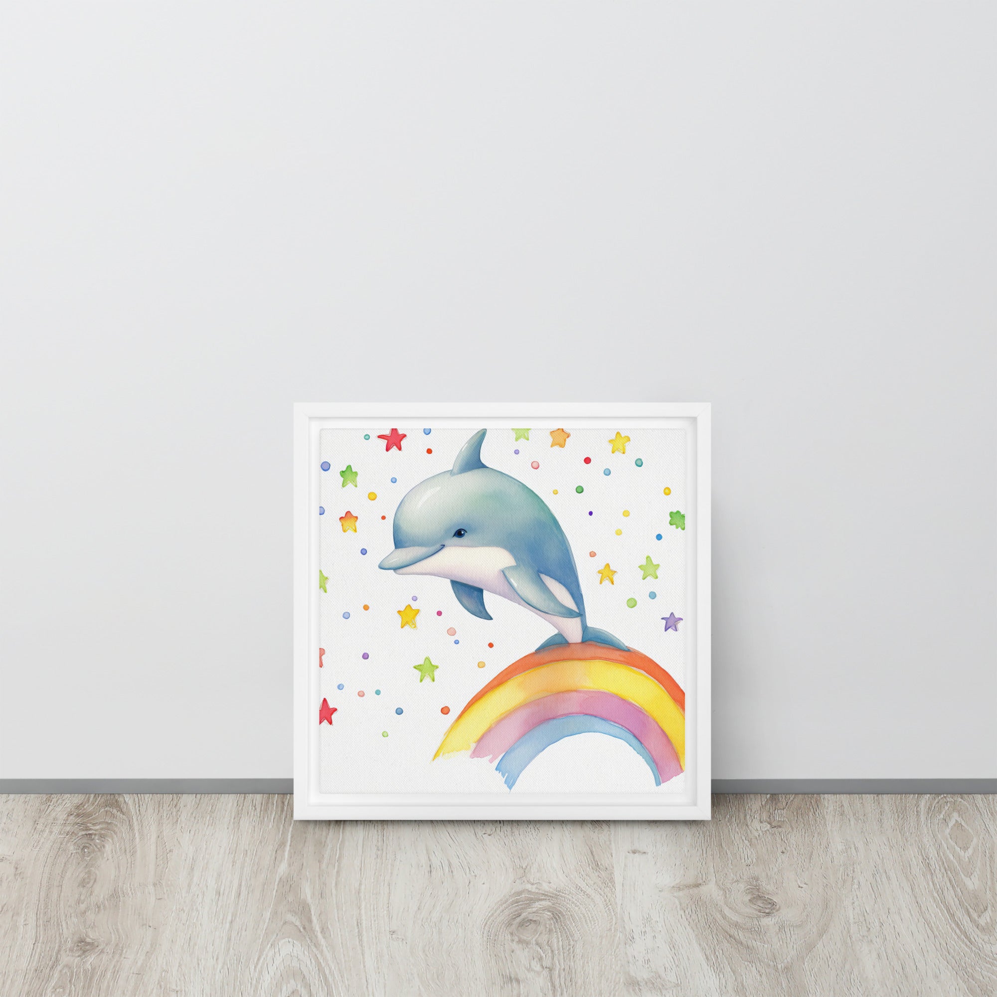 Dolphin Art Framed Canvas